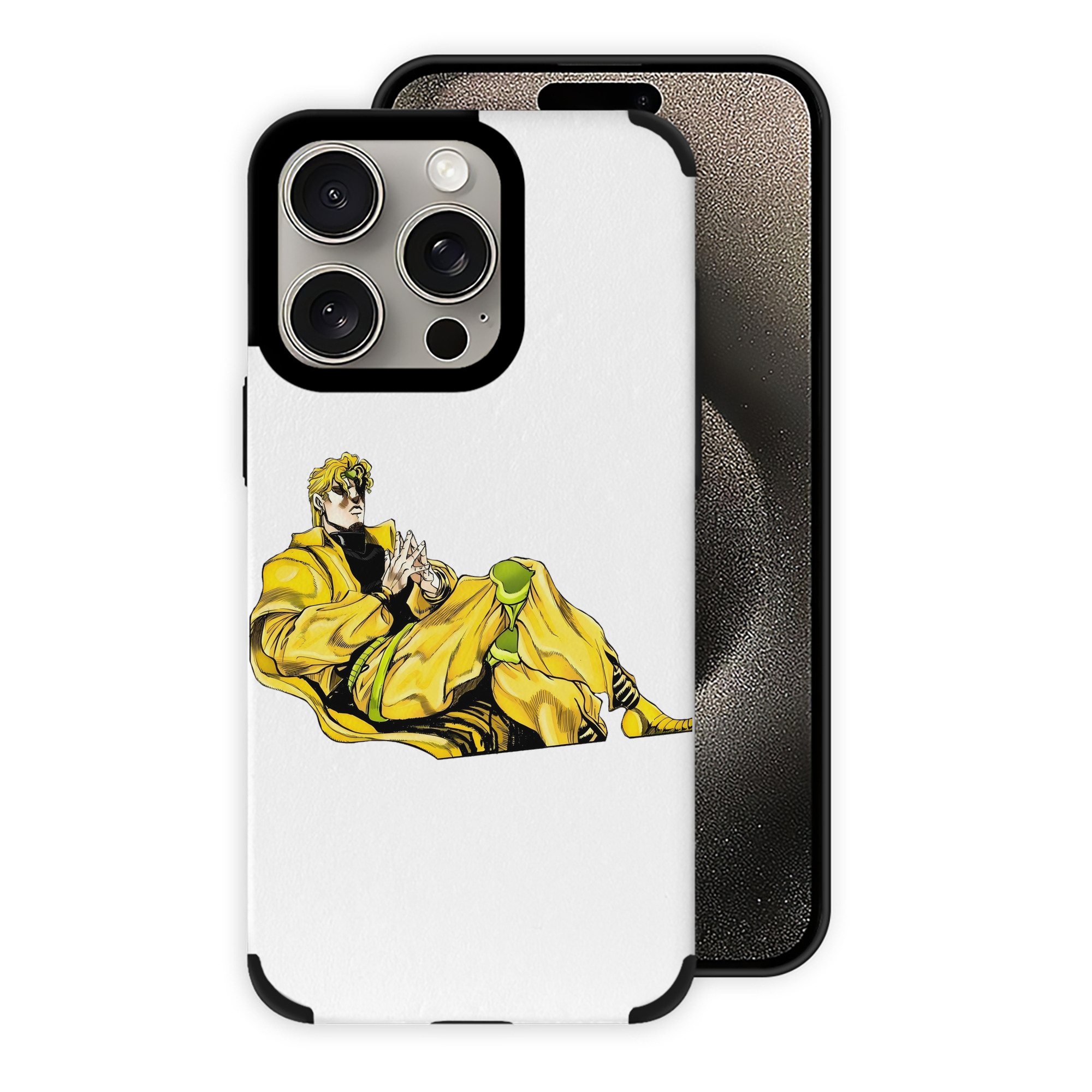 （画像用） ジョジョの奇妙な冒険 ディオ?ブランドー JoJo's Bizarre Adventure Dio Brando 【iPhone15ProMax対応】 PUレザー スマホケース 耐衝撃＆黄変防止