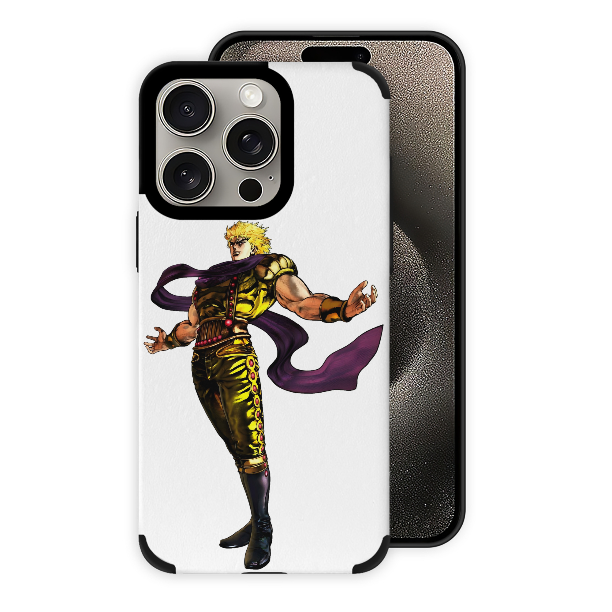 （画像用） ジョジョの奇妙な冒険 ディオ?ブランドー JoJo's Bizarre Adventure Dio Brando 【iPhone15ProMax対応】 PUレザー スマホケース 耐衝撃＆黄変防止