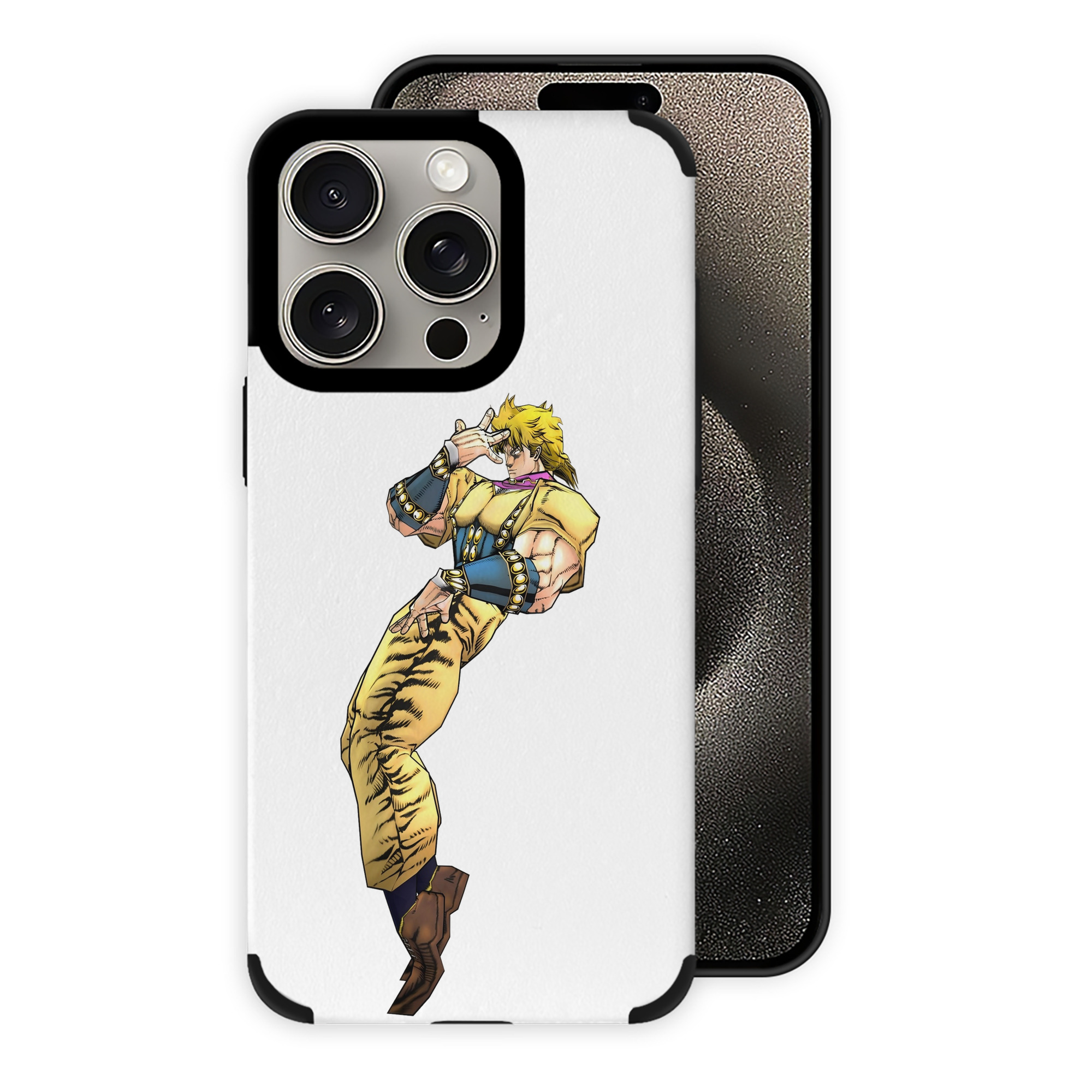 （画像用） ジョジョの奇妙な冒険 ディオ?ブランドー JoJo's Bizarre Adventure Dio Brando 【iPhone15ProMax対応】 PUレザー スマホケース 耐衝撃＆黄変防止