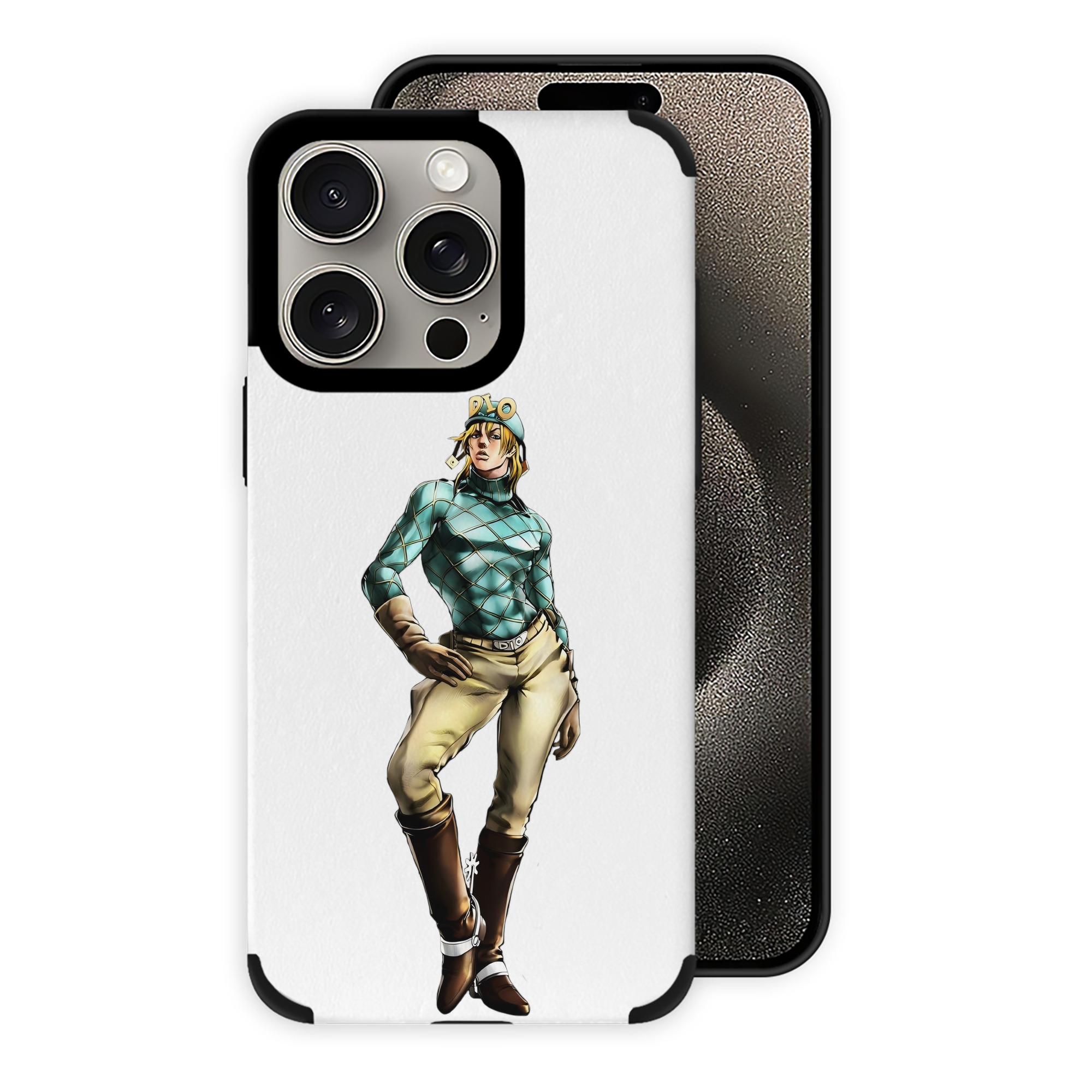 （画像用） ジョジョの奇妙な冒険 ディオ?ブランドー JoJo's Bizarre Adventure Dio Brando 【iPhone15ProMax対応】 PUレザー スマホケース 耐衝撃＆黄変防止