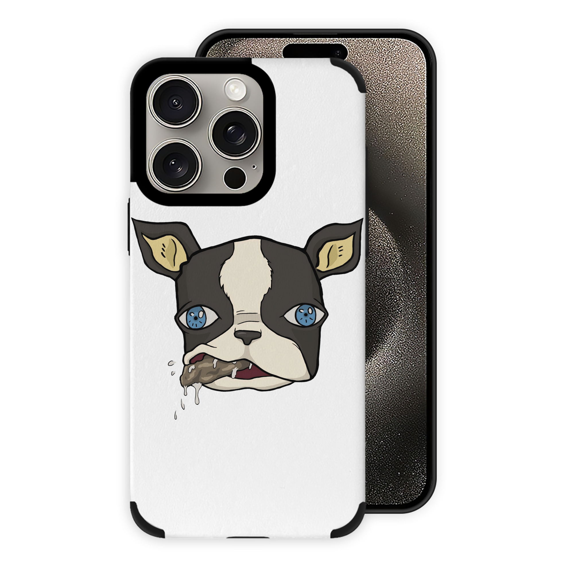 （画像用） ジョジョの奇妙な冒険 イギー JoJo's Bizarre Adventure Iggy 【iPhone15ProMax対応】 PUレザー スマホケース 耐衝撃＆黄変防止