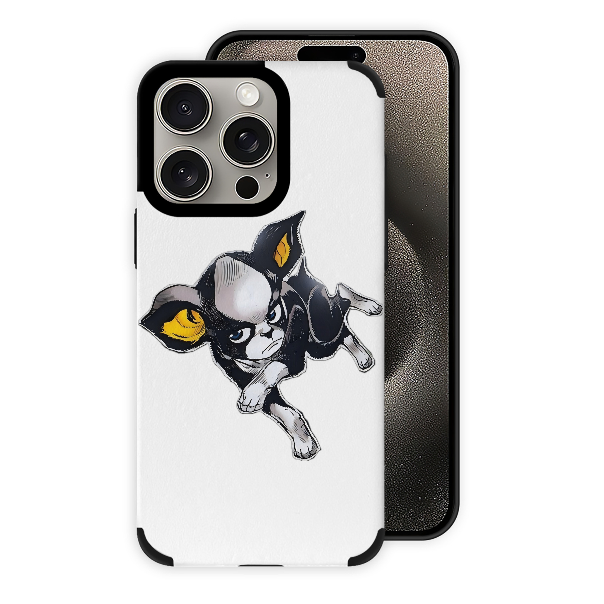 （画像用） ジョジョの奇妙な冒険 イギー JoJo's Bizarre Adventure Iggy 【iPhone15ProMax対応】 PUレザー スマホケース 耐衝撃＆黄変防止