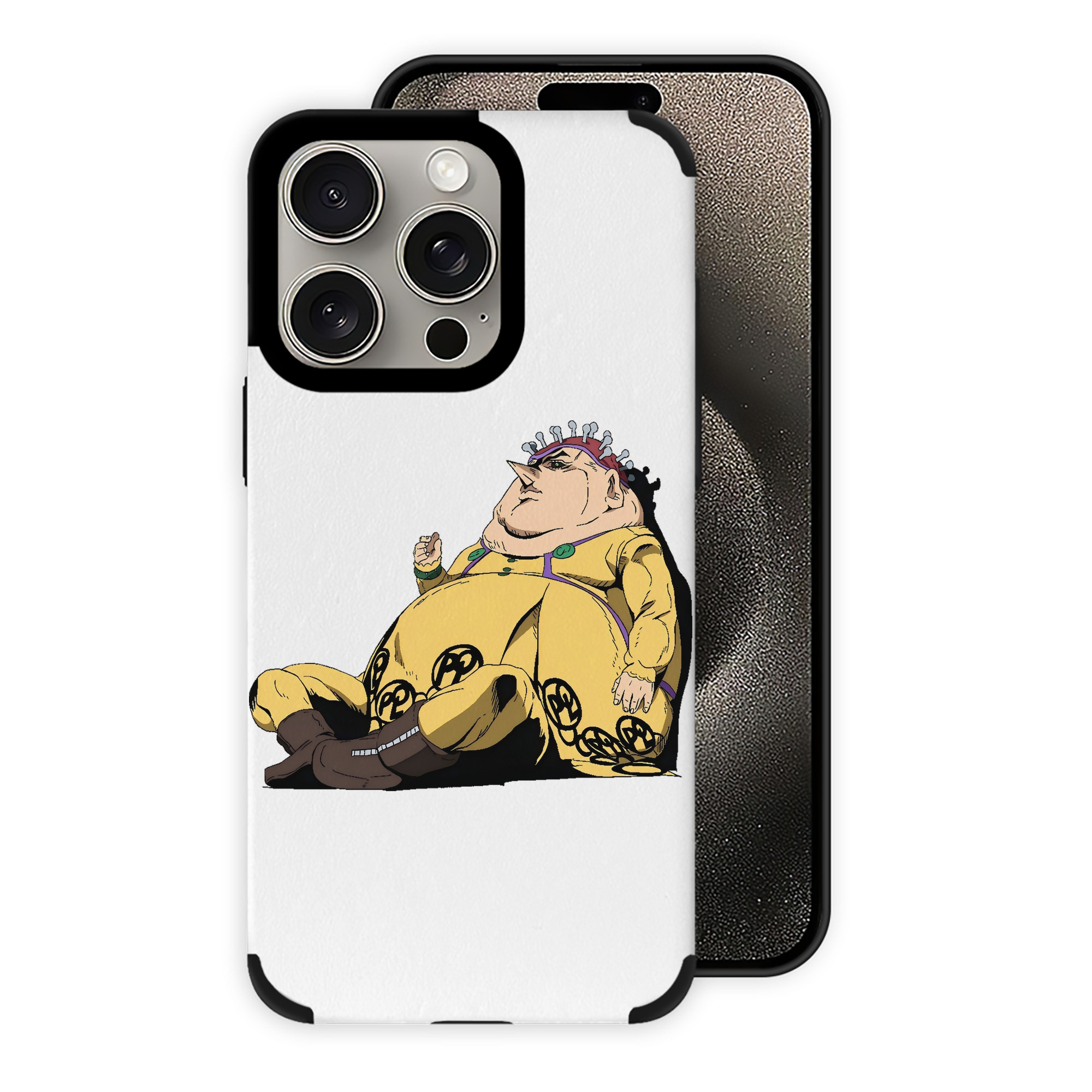 （画像用） ジョジョの奇妙な冒険 ポルポ JoJo's Bizarre Adventure Polpo 【iPhone15ProMax対応】 PUレザー スマホケース 耐衝撃＆黄変防止