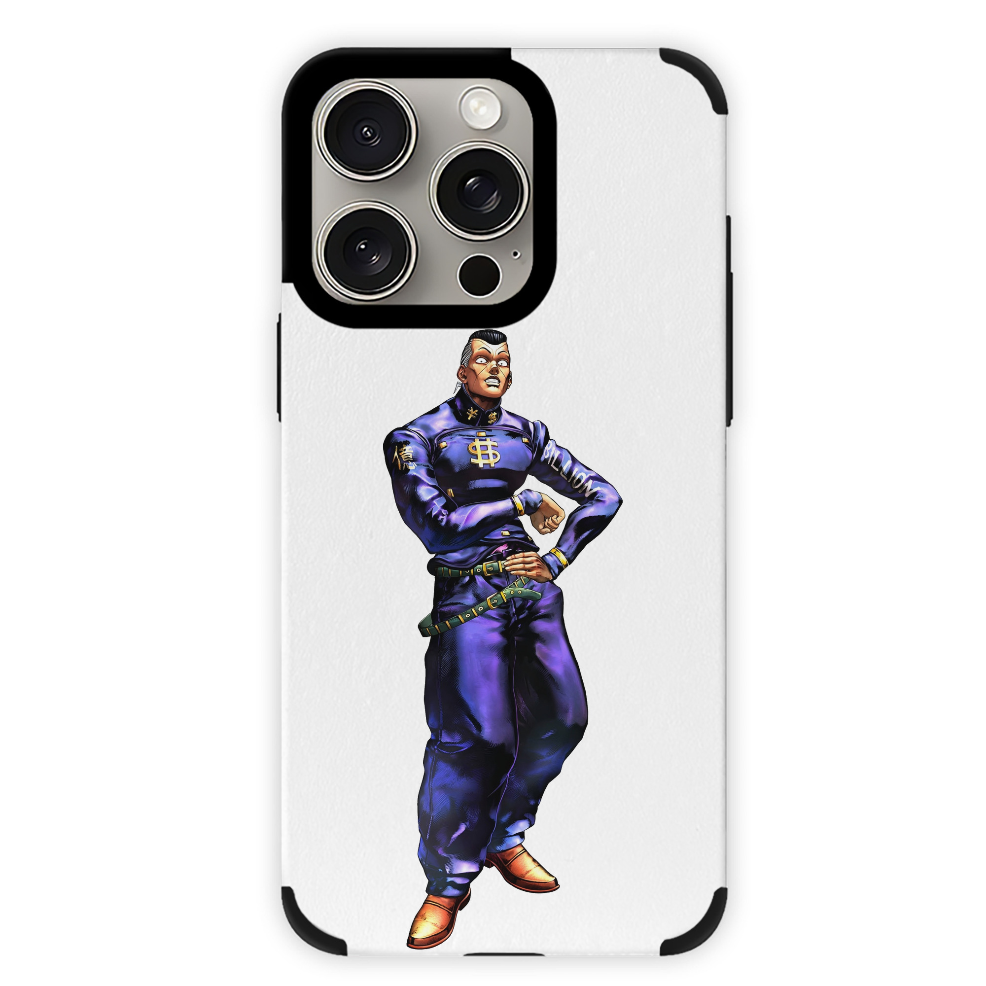 （画像用） ジョジョの奇妙な冒険 虹村億泰 にじむら おくやす JoJo's Bizarre Adventure Nijimura Okuyasu 【iPhone15ProMax対応】 PUレザー スマホケース 耐衝撃＆黄変防止