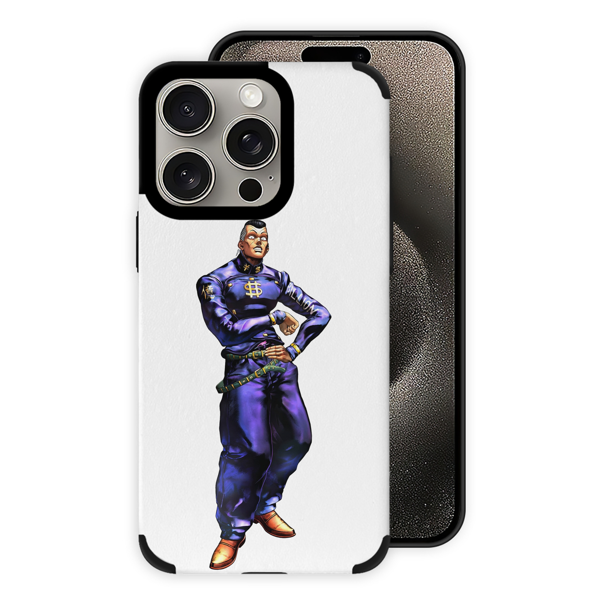 （画像用） ジョジョの奇妙な冒険 虹村億泰 にじむら おくやす JoJo's Bizarre Adventure Nijimura Okuyasu 【iPhone15ProMax対応】 PUレザー スマホケース 耐衝撃＆黄変防止