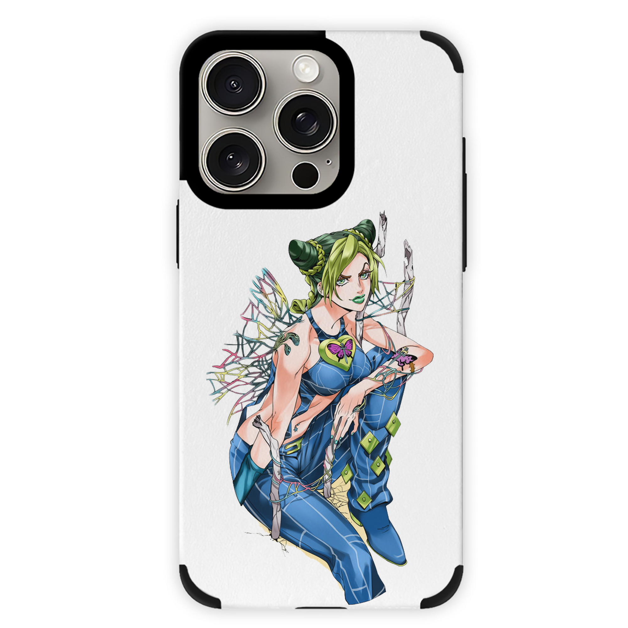 （画像用） "ジョジョの奇妙な冒険 くうじょう ジョリーン JoJo's Bizarre Adventure Jolyne Cujoh " 【iPhone15ProMax対応】 PUレザー スマホケース 耐衝撃＆黄変防止