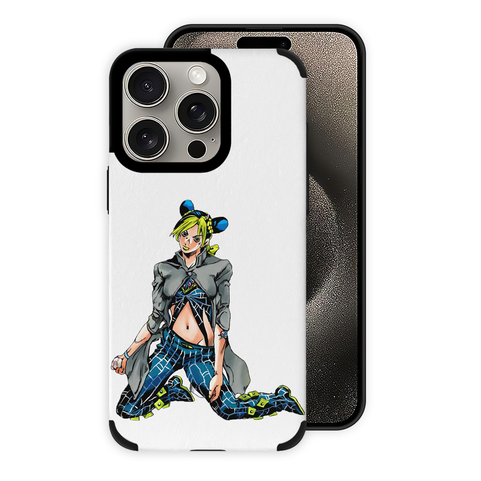 （画像用） "ジョジョの奇妙な冒険 くうじょう ジョリーン JoJo's Bizarre Adventure Jolyne Cujoh " 【iPhone15ProMax対応】 PUレザー スマホケース 耐衝撃＆黄変防止