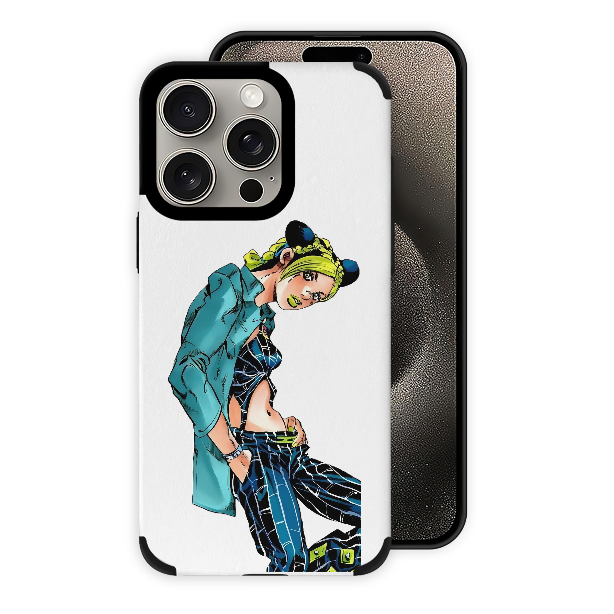 （画像用） "ジョジョの奇妙な冒険 くうじょう ジョリーン JoJo's Bizarre Adventure Jolyne Cujoh " 【iPhone15ProMax対応】 PUレザー スマホケース 耐衝撃＆黄変防止