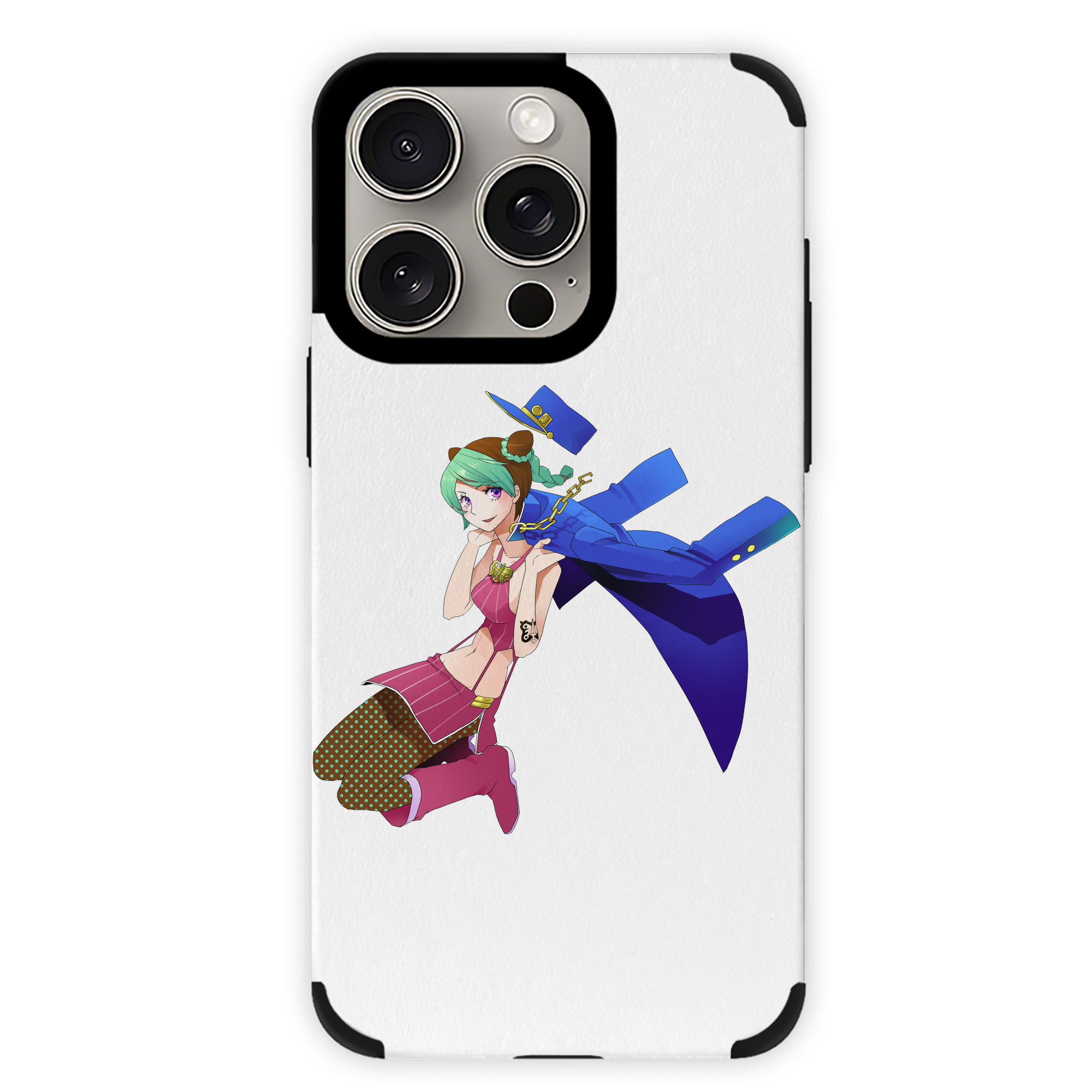 （画像用） "ジョジョの奇妙な冒険 くうじょう ジョリーン JoJo's Bizarre Adventure Jolyne Cujoh " 【iPhone15ProMax対応】 PUレザー スマホケース 耐衝撃＆黄変防止