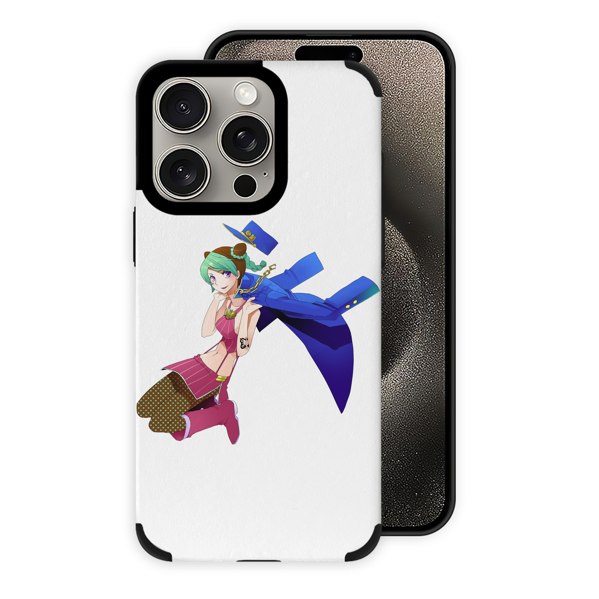 （画像用） "ジョジョの奇妙な冒険 くうじょう ジョリーン JoJo's Bizarre Adventure Jolyne Cujoh " 【iPhone15ProMax対応】 PUレザー スマホケース 耐衝撃＆黄変防止