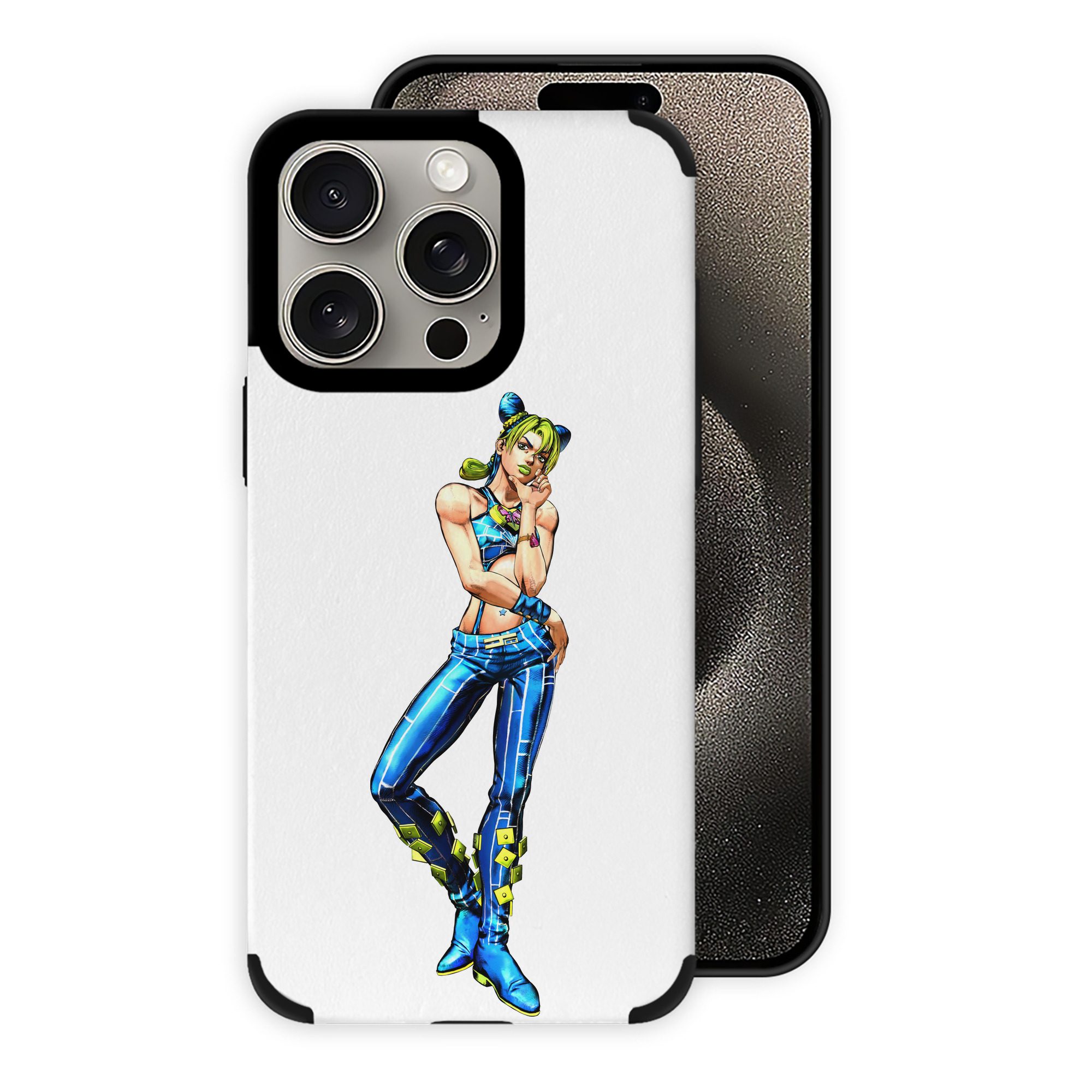 （画像用） "ジョジョの奇妙な冒険 くうじょう ジョリーン JoJo's Bizarre Adventure Jolyne Cujoh " 【iPhone15ProMax対応】 PUレザー スマホケース 耐衝撃＆黄変防止