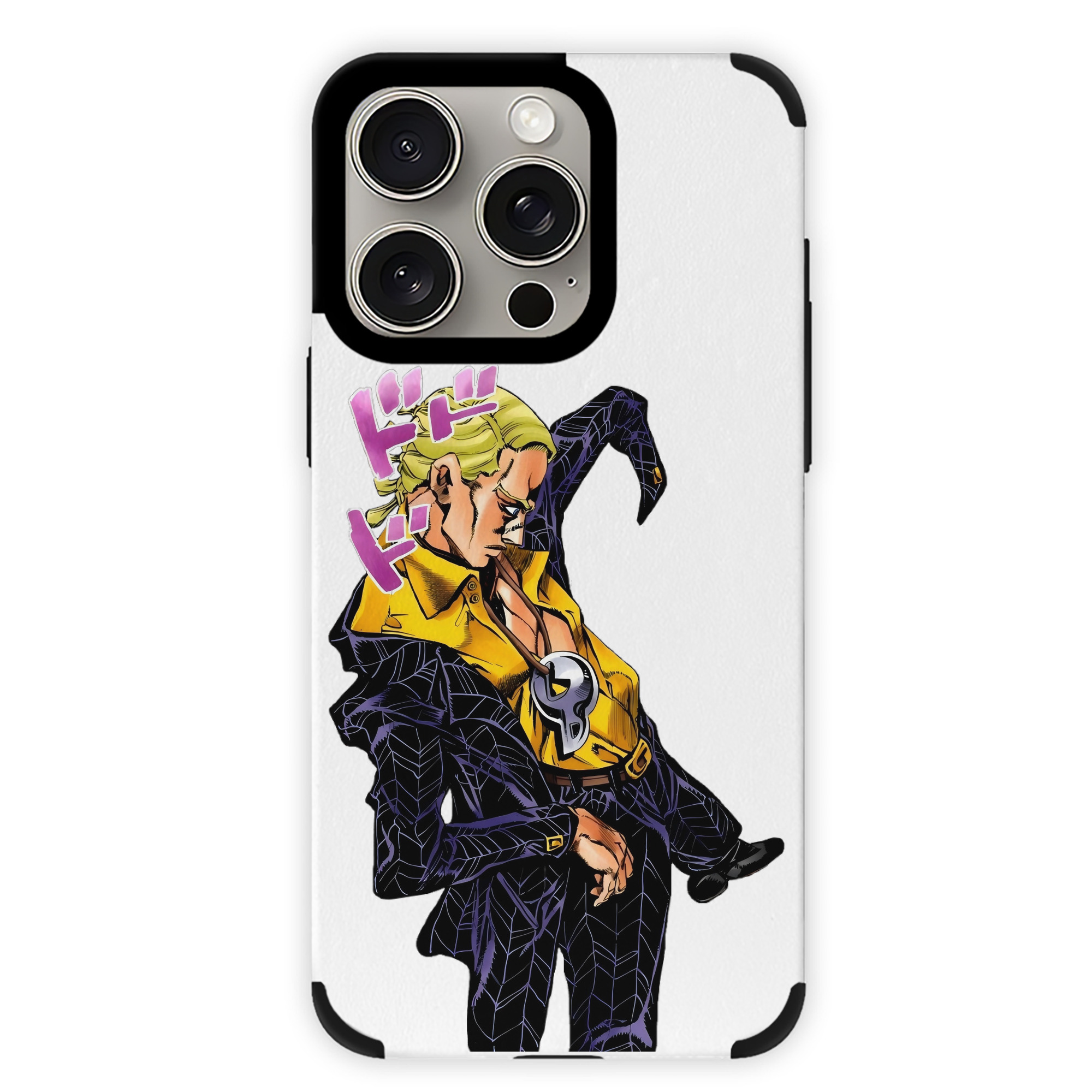 （画像用） ジョジョの奇妙な冒険 プロシュート JoJo's Bizarre Adventure Prosciutto 【iPhone15ProMax対応】 PUレザー スマホケース 耐衝撃＆黄変防止