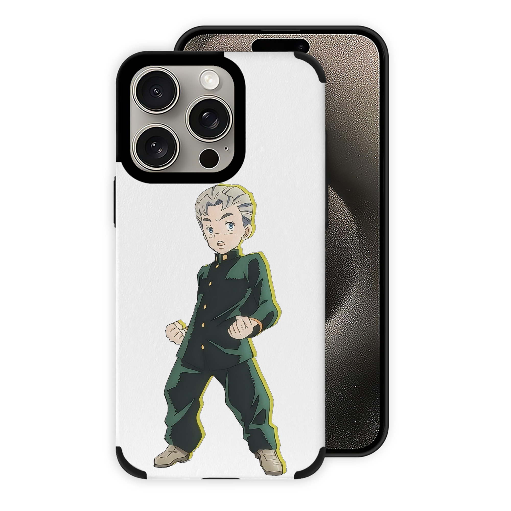（画像用） ジョジョの奇妙な冒険 広瀨康一 JoJo's Bizarre Adventure Hirose Koichi 【iPhone15ProMax対応】 PUレザー スマホケース 耐衝撃＆黄変防止