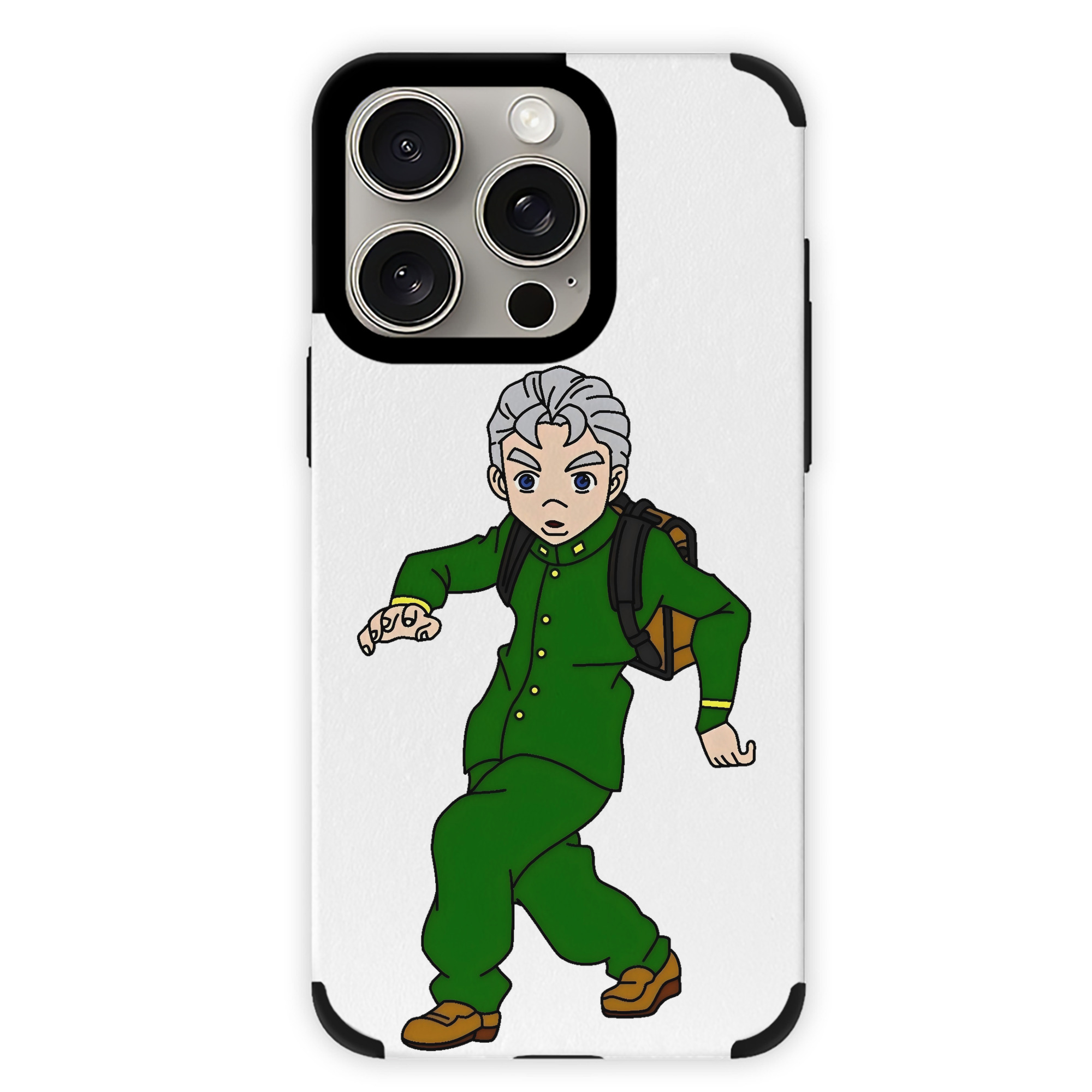（画像用） ジョジョの奇妙な冒険 広瀨康一 JoJo's Bizarre Adventure Hirose Koichi 【iPhone15ProMax対応】 PUレザー スマホケース 耐衝撃＆黄変防止
