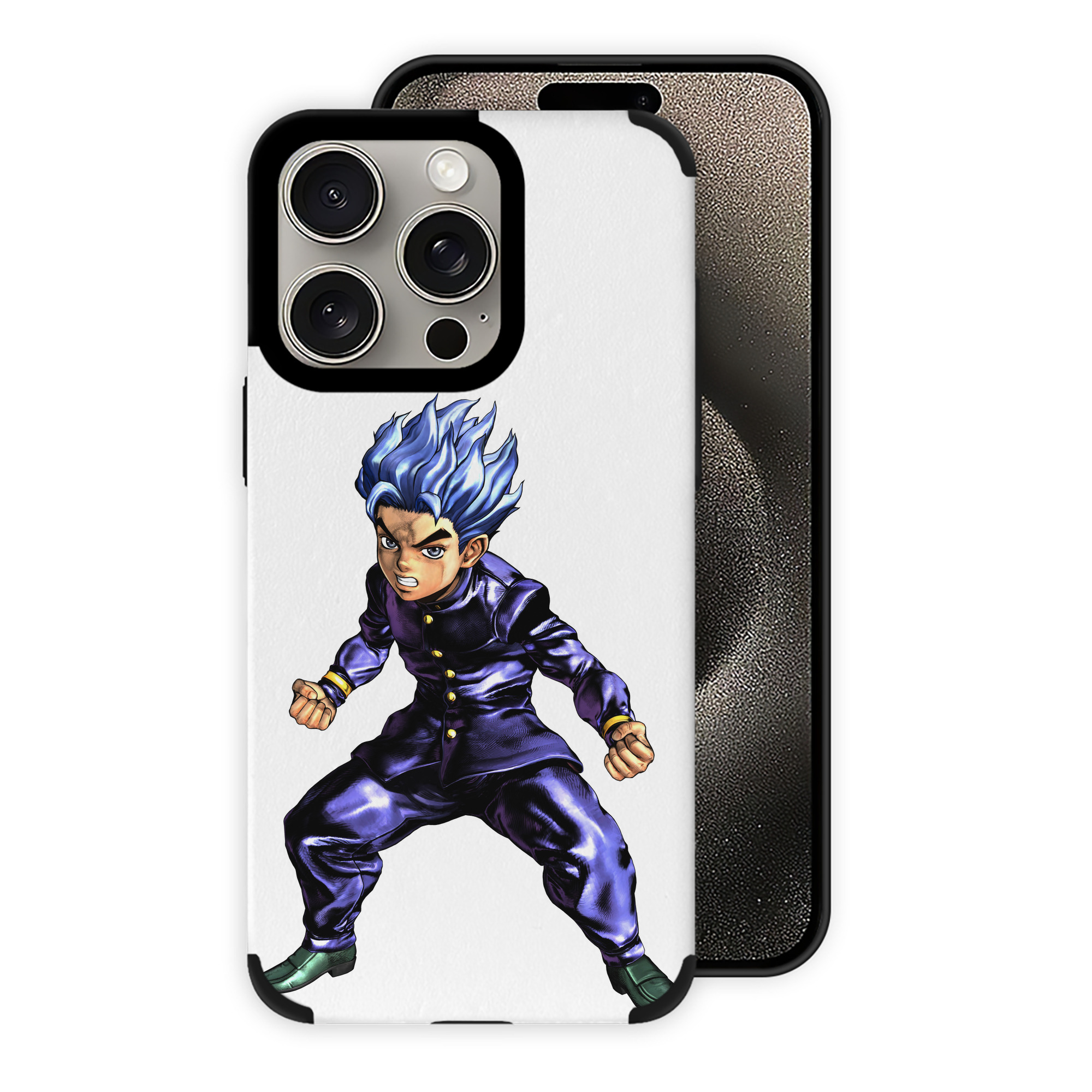 （画像用） ジョジョの奇妙な冒険 広瀨康一 JoJo's Bizarre Adventure Hirose Koichi 【iPhone15ProMax対応】 PUレザー スマホケース 耐衝撃＆黄変防止