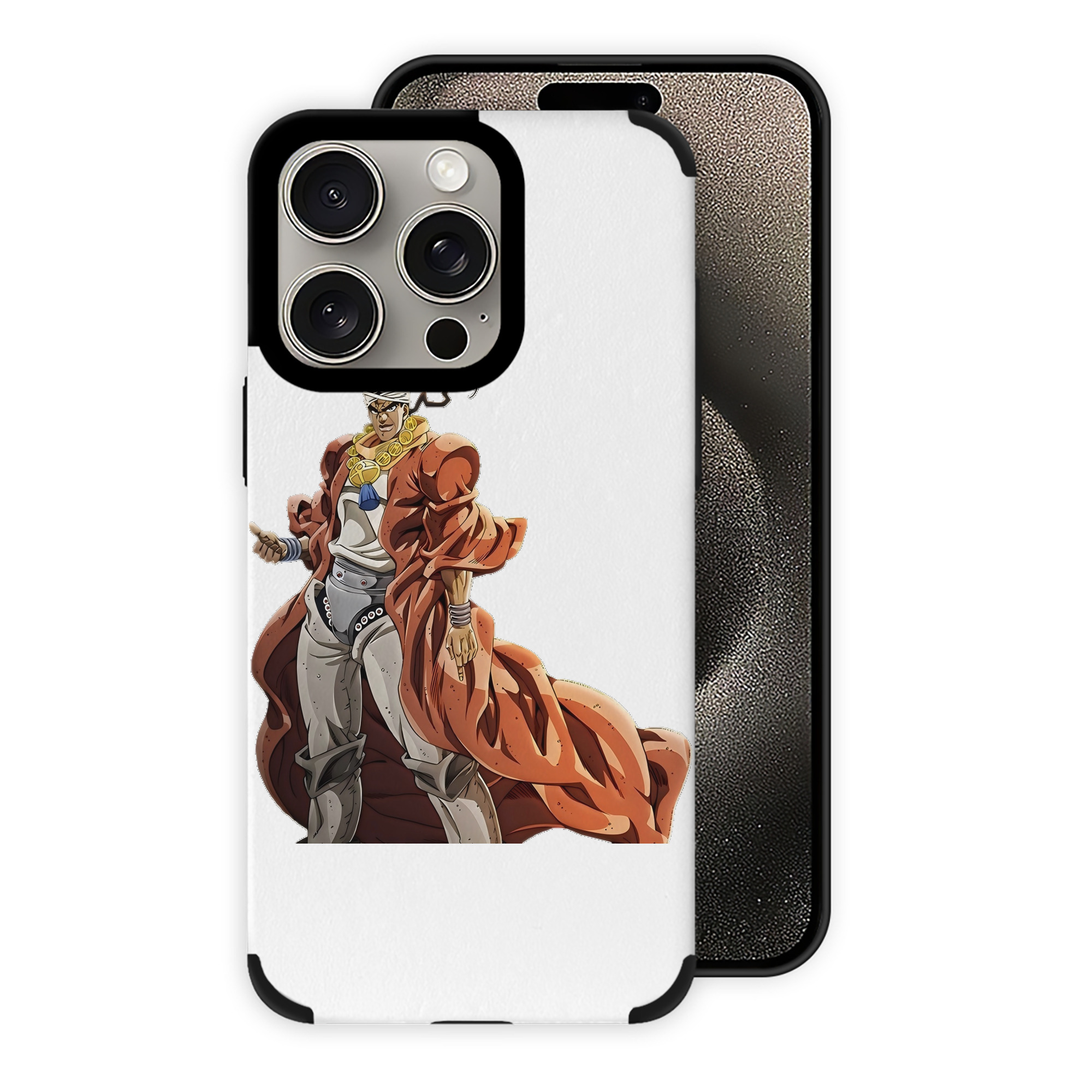 （画像用） ジョジョの奇妙な冒険 ムハンマド?アブドゥル JoJo's Bizarre Adventure Muhammad Avdol 【iPhone15ProMax対応】 PUレザー スマホケース 耐衝撃＆黄変防止