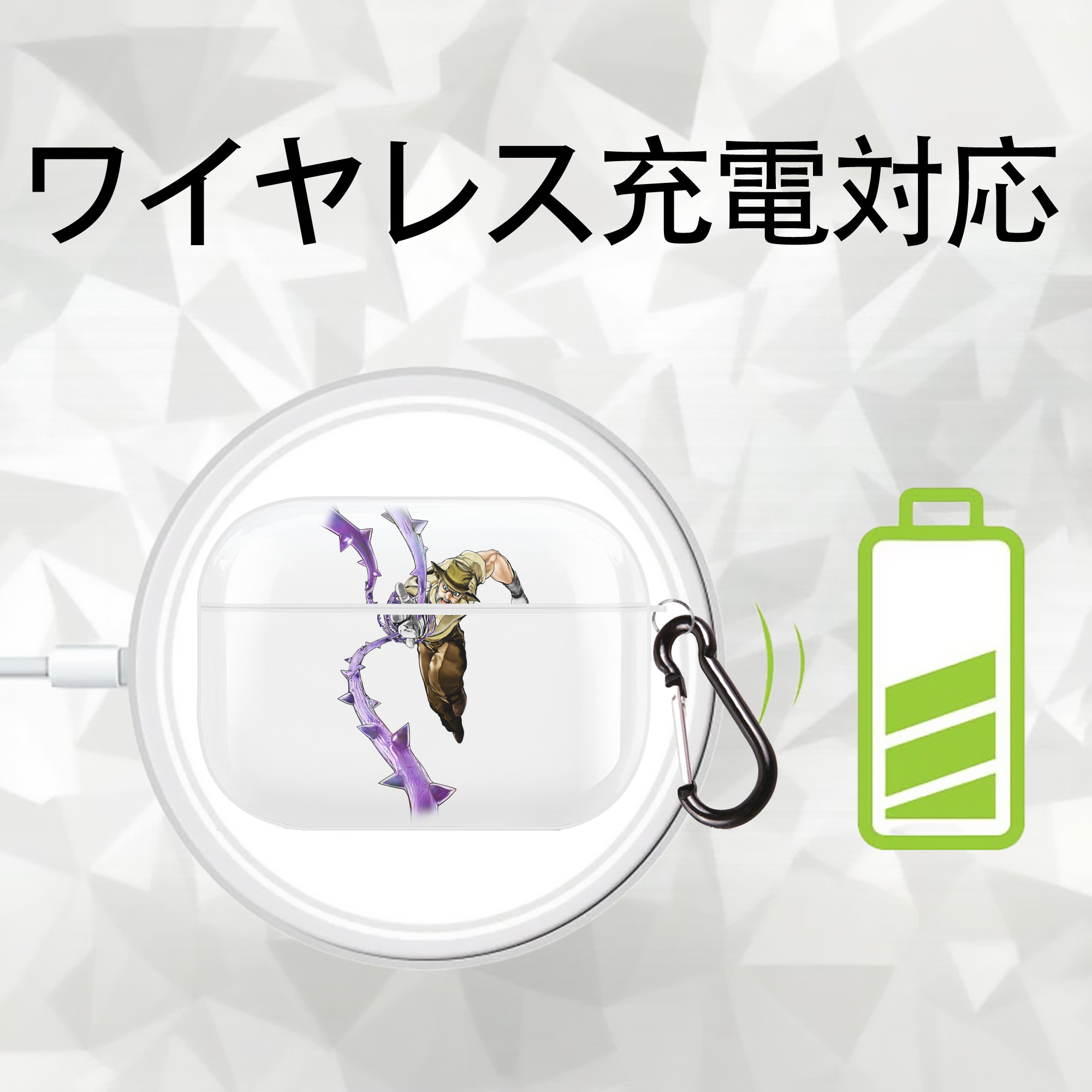 ジョジョの奇妙な冒険 ジョセフ?ジョースター JoJo's Bizarre Adventure Joseph Joestar 【AirPods Pro用】ハードシェル保護ケース 耐衝撃・防指紋・カラビナ付き商品仕様