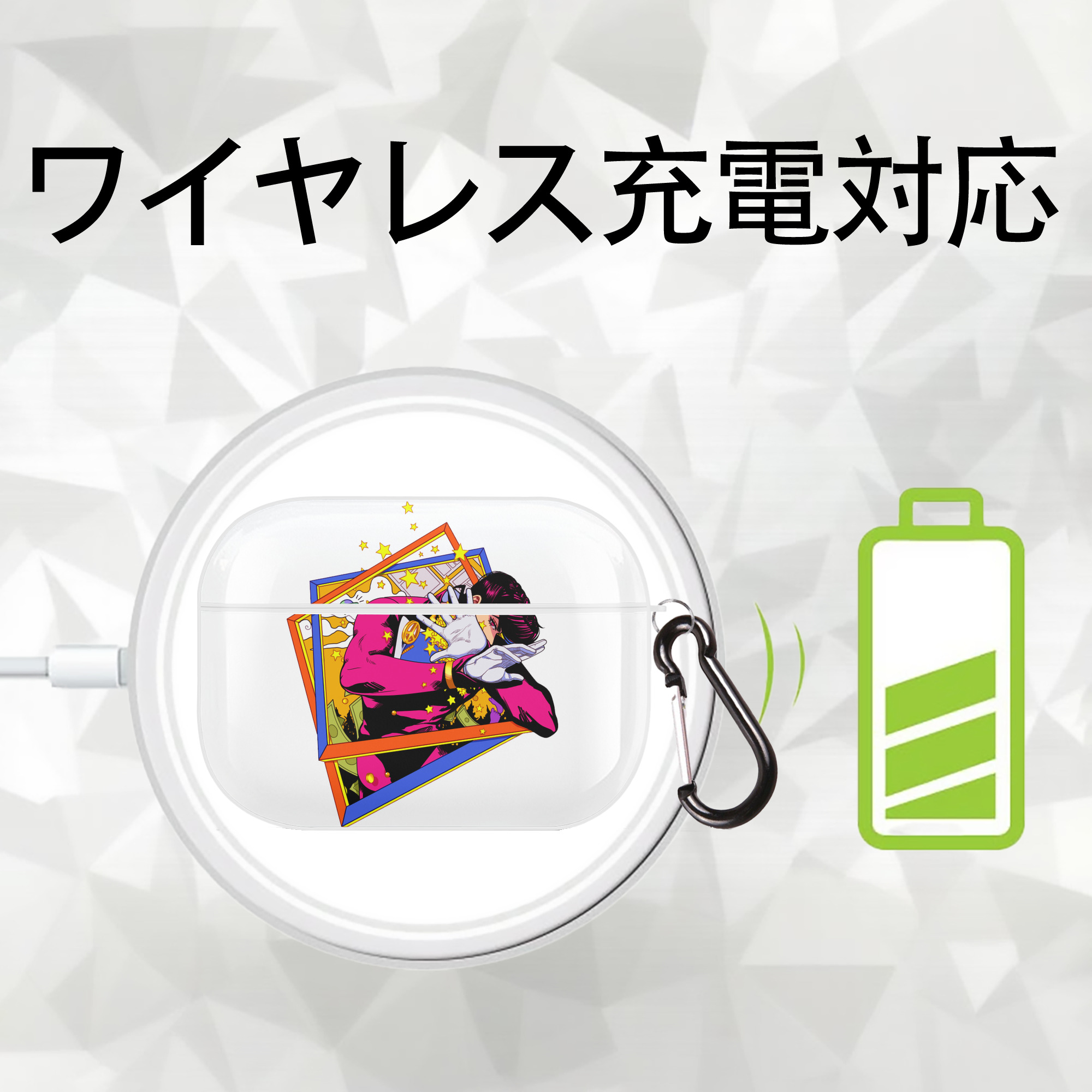 ジョジョの奇妙な冒険 ひがしかた じょうすけ JoJo's Bizarre Adventure Higashikata Josuke 【AirPods Pro用】ハードシェル保護ケース 耐衝撃・防指紋・カラビナ付き商品仕様