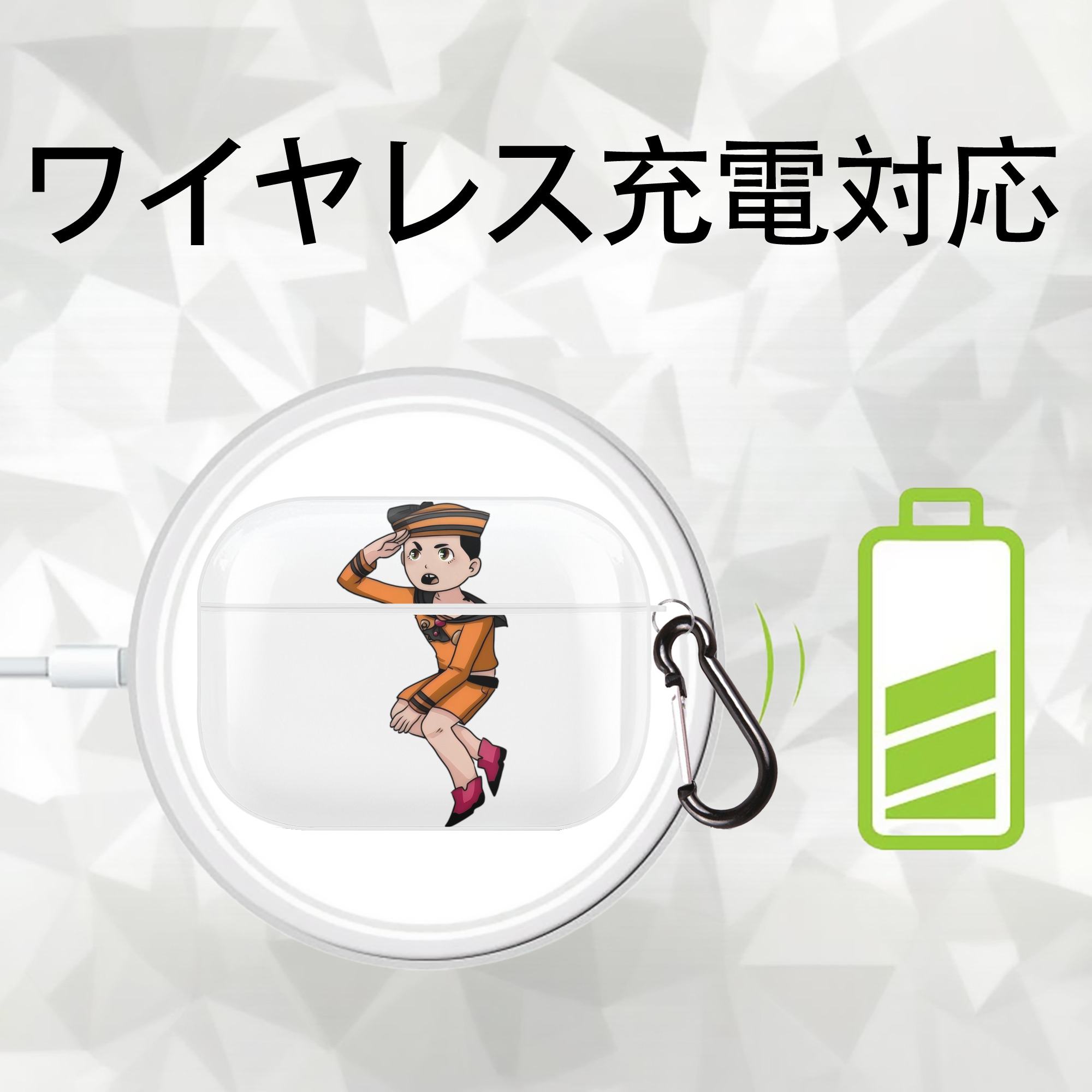ジョジョの奇妙な冒険 東方定助 JoJo's Bizarre Adventure Higashikata Josuke 【AirPods Pro用】ハードシェル保護ケース 耐衝撃・防指紋・カラビナ付き商品仕様