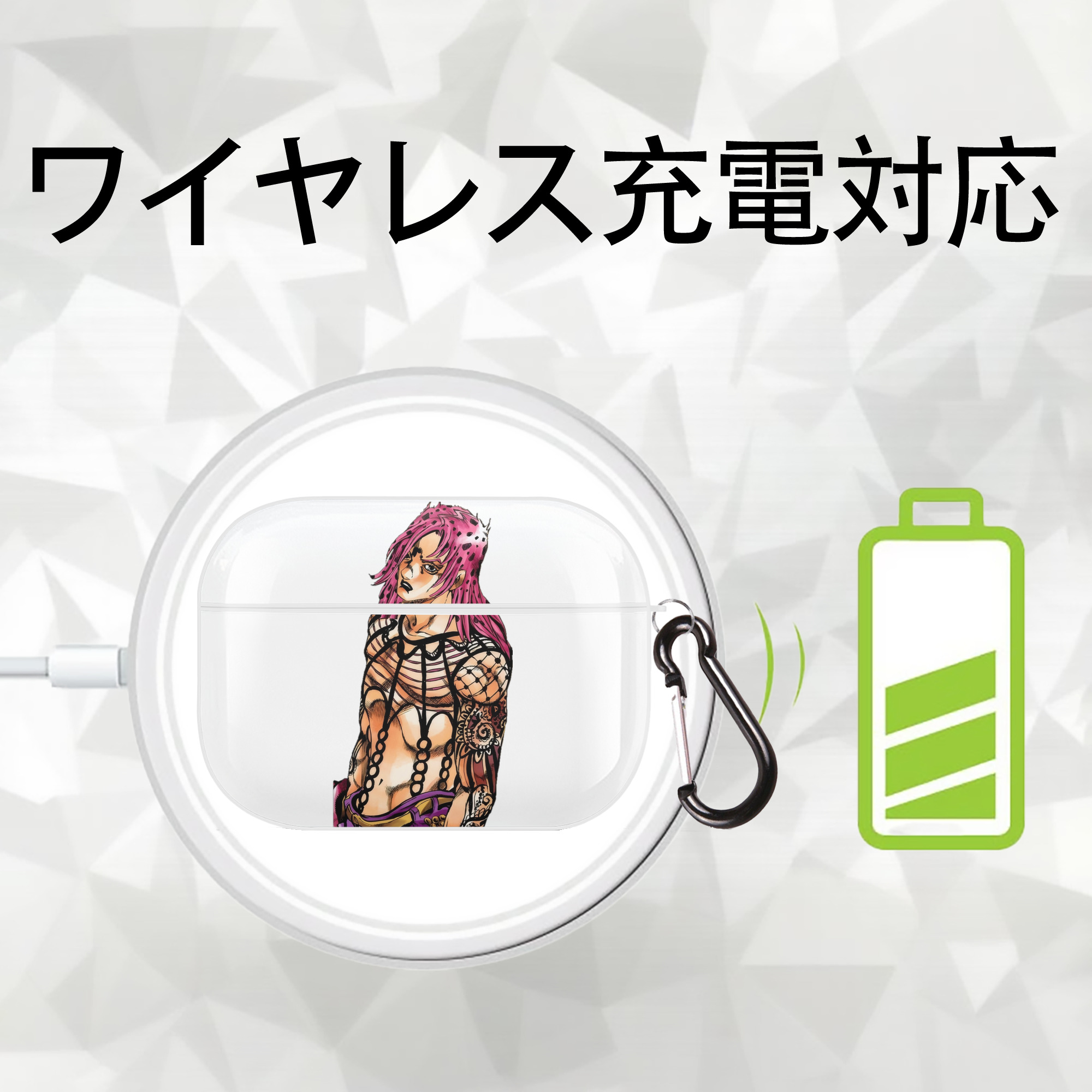 ジョジョの奇妙な冒険 ビネガー?ドッピオ JoJo's Bizarre Adventure Vinegar Doppio 【AirPods Pro用】ハードシェル保護ケース 耐衝撃・防指紋・カラビナ付き商品仕様