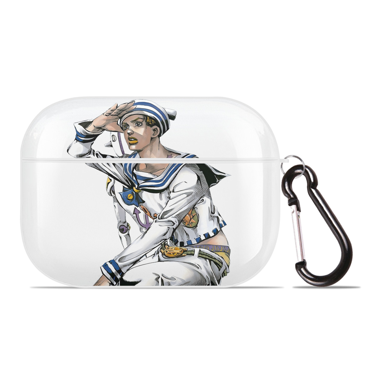 （画像用） ジョジョの奇妙な冒険 東方定助 JoJo's Bizarre Adventure Higashikata Josuke 【AirPods Pro用】ハードシェル保護ケース 耐衝撃・防指紋・カラビナ付き商品仕様