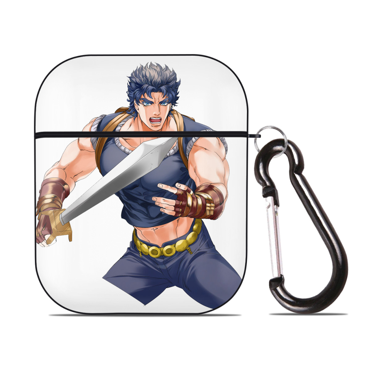 （画像用） ジョジョの奇妙な冒険 /ジョナサン?ジョースター JoJo's Bizarre Adventure Jonathan Joestar AirPods 第2世代保護ケース ハードシェル ブラック 耐衝撃・防指紋・カラビナ付き