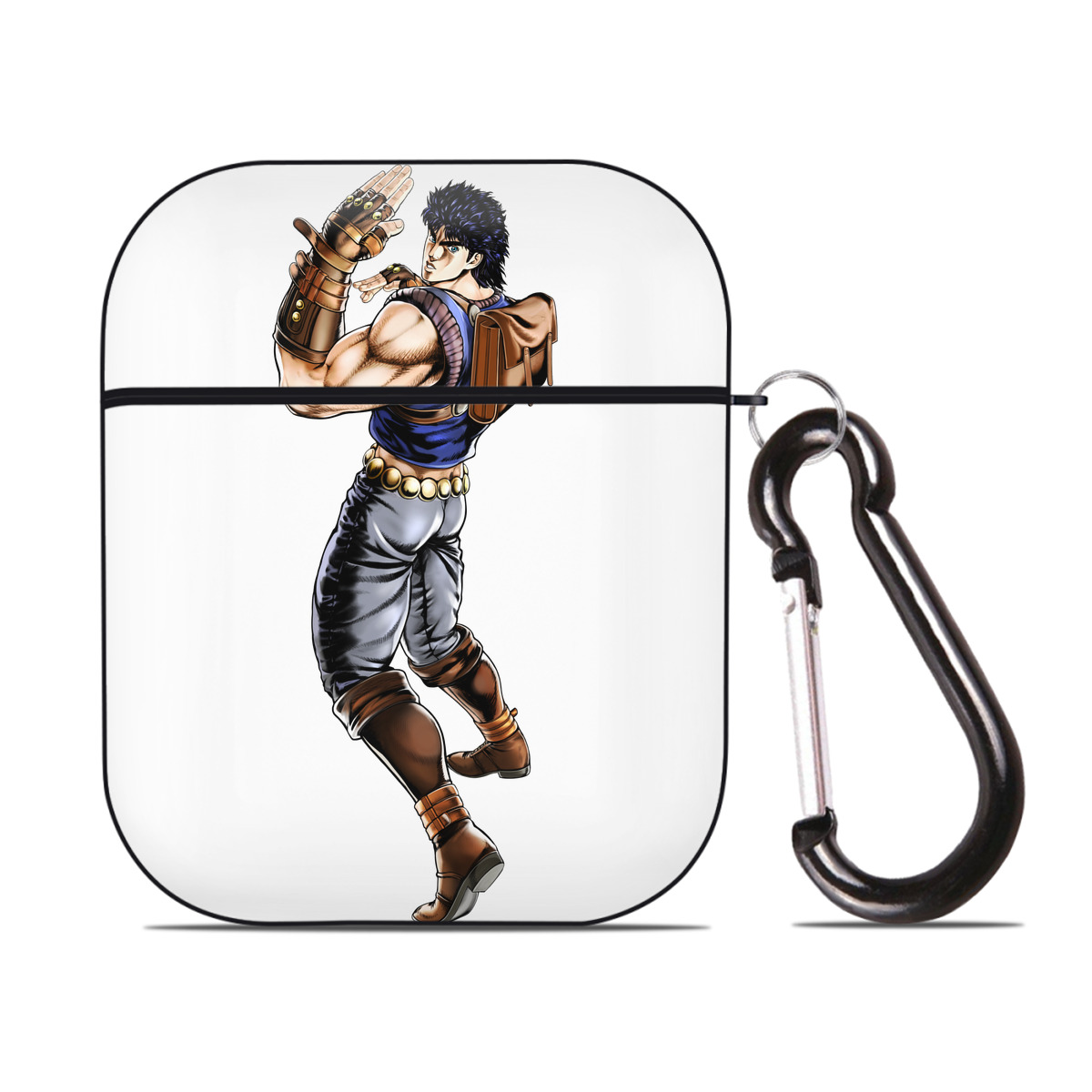 （画像用） ジョジョの奇妙な冒険 /ジョナサン?ジョースター JoJo's Bizarre Adventure Jonathan Joestar AirPods 第2世代保護ケース ハードシェル ブラック 耐衝撃・防指紋・カラビナ付き