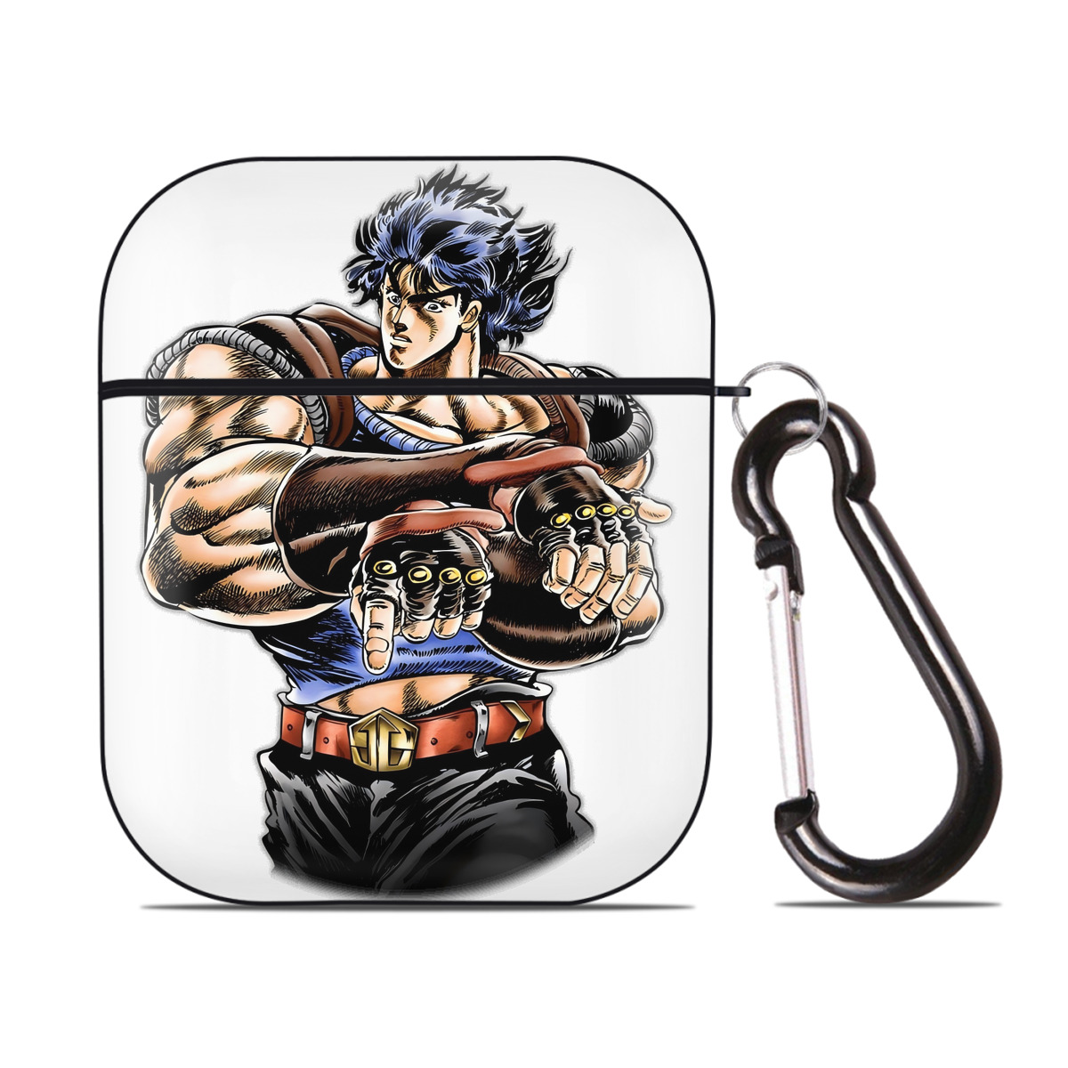 （画像用） ジョジョの奇妙な冒険 /ジョナサン?ジョースター JoJo's Bizarre Adventure Jonathan Joestar AirPods 第2世代保護ケース ハードシェル ブラック 耐衝撃・防指紋・カラビナ付き