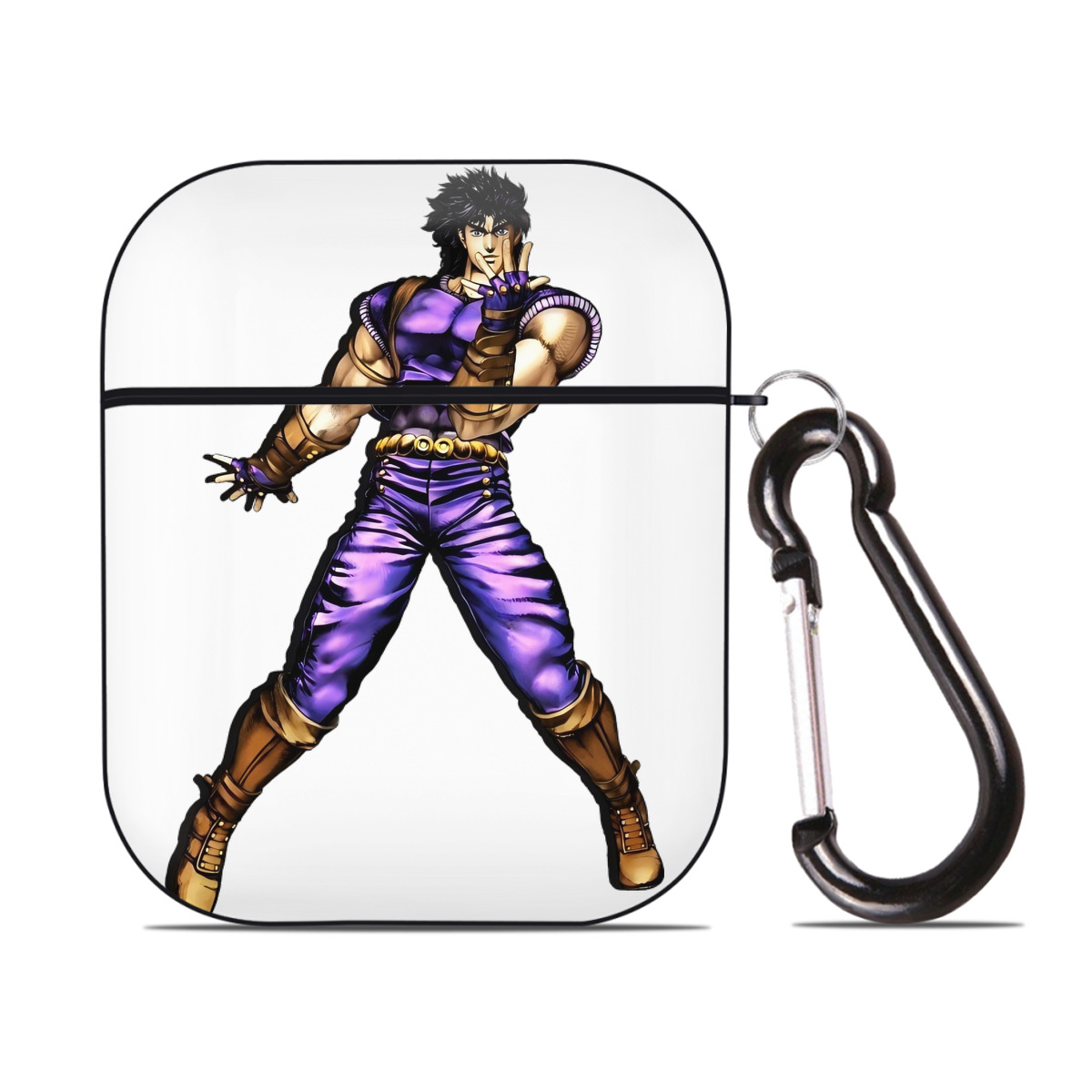 （画像用） ジョジョの奇妙な冒険 /ジョナサン?ジョースター JoJo's Bizarre Adventure Jonathan Joestar AirPods 第2世代保護ケース ハードシェル ブラック 耐衝撃・防指紋・カラビナ付き