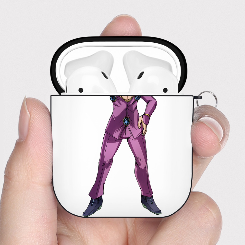 （画像用） ジョジョの奇妙な冒険 ジョルノ?ジョバァーナ JoJo's Bizarre Adventure Giorno Giovanna AirPods 第2世代保護ケース ハードシェル ブラック 耐衝撃・防指紋・カラビナ付き