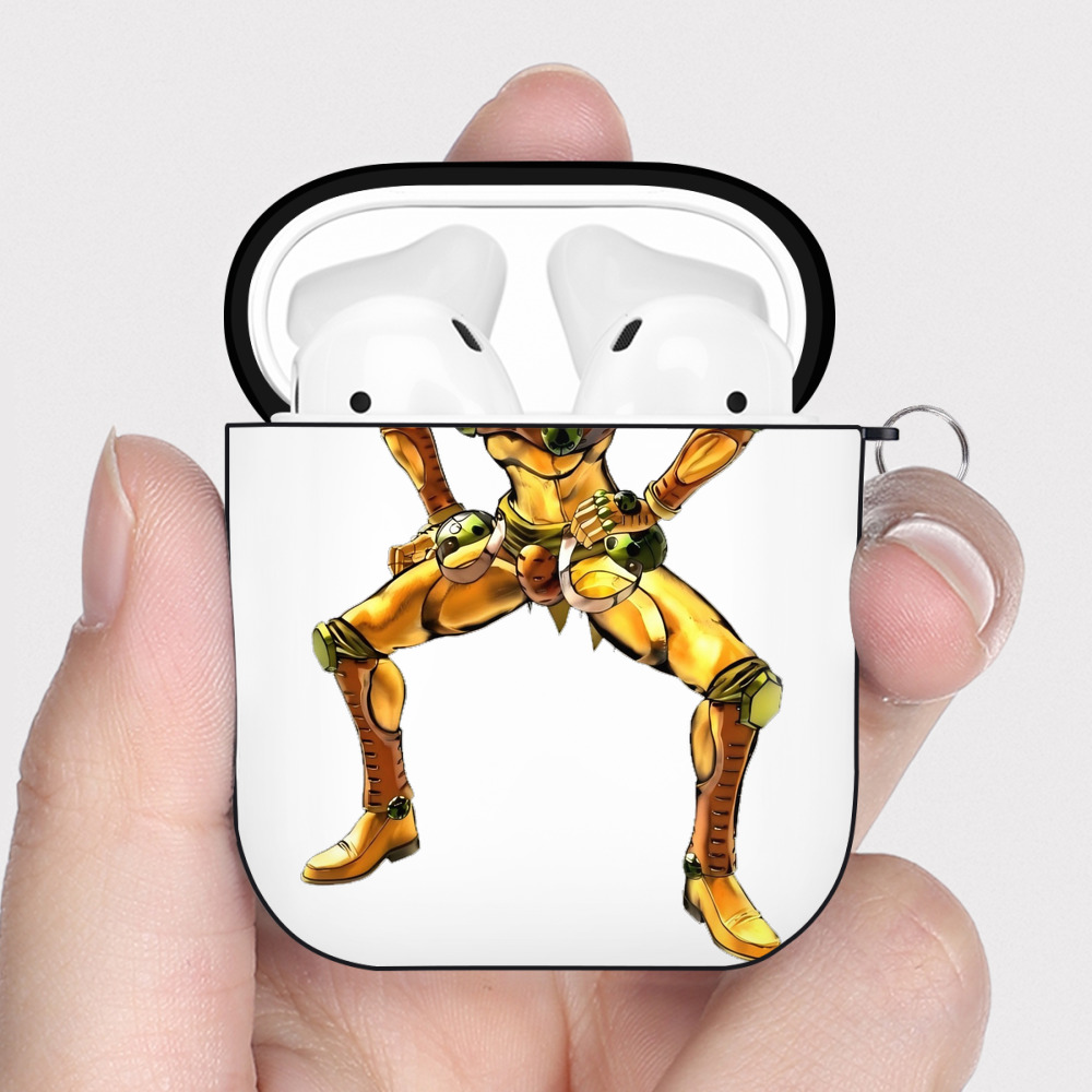 （画像用） ジョジョの奇妙な冒険 ジョルノ?ジョバァーナ JoJo's Bizarre Adventure Giorno Giovanna AirPods 第2世代保護ケース ハードシェル ブラック 耐衝撃・防指紋・カラビナ付き