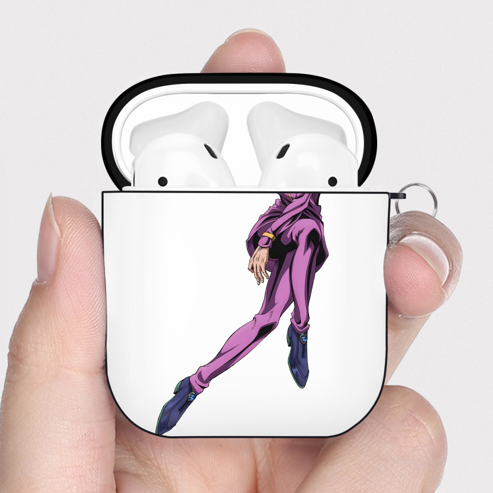 （画像用） ジョジョの奇妙な冒険 ジョルノ?ジョバァーナ JoJo's Bizarre Adventure Giorno Giovanna AirPods 第2世代保護ケース ハードシェル ブラック 耐衝撃・防指紋・カラビナ付き