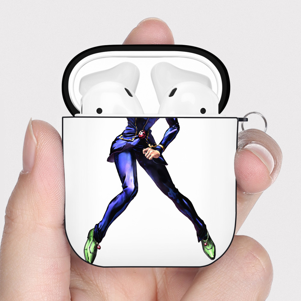 （画像用） ジョジョの奇妙な冒険 ジョルノ?ジョバァーナ JoJo's Bizarre Adventure Giorno Giovanna AirPods 第2世代保護ケース ハードシェル ブラック 耐衝撃・防指紋・カラビナ付き