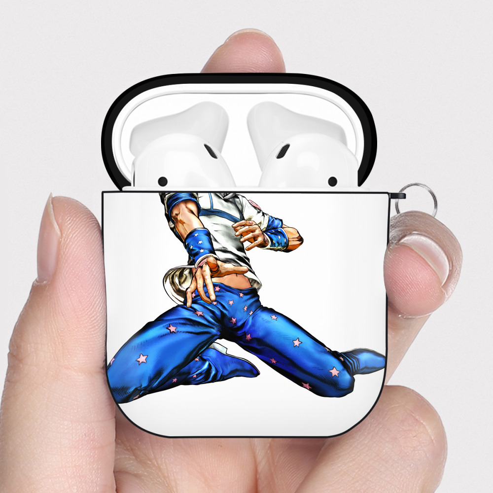 （画像用） ジョジョの奇妙な冒険 ジョナサン?ジョースター JoJo's Bizarre Adventure Jonathan Joestar AirPods 第2世代保護ケース ハードシェル ブラック 耐衝撃・防指紋・カラビナ付き