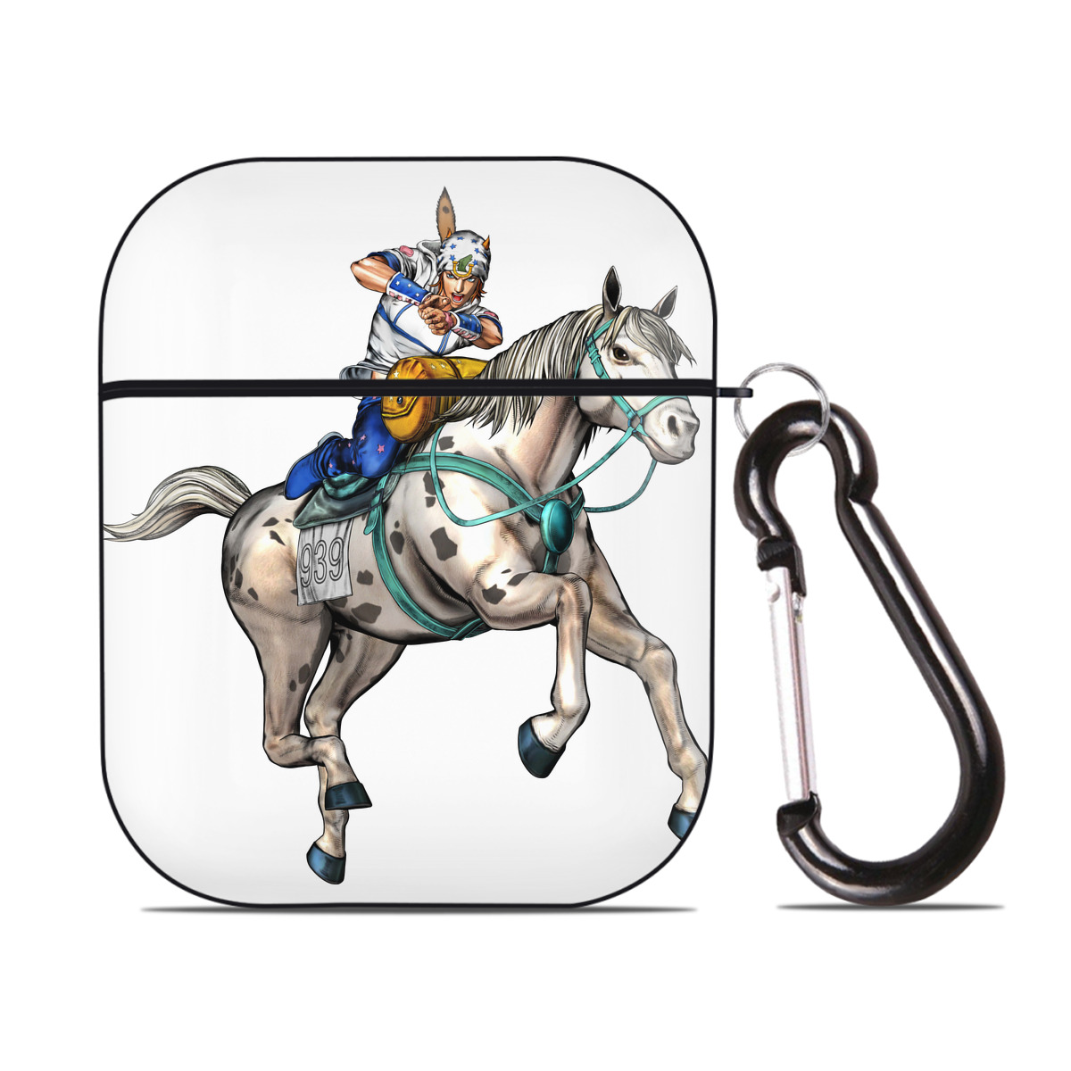 （画像用） ジョジョの奇妙な冒険 ジョナサン?ジョースター JoJo's Bizarre Adventure Jonathan Joestar AirPods 第2世代保護ケース ハードシェル ブラック 耐衝撃・防指紋・カラビナ付き