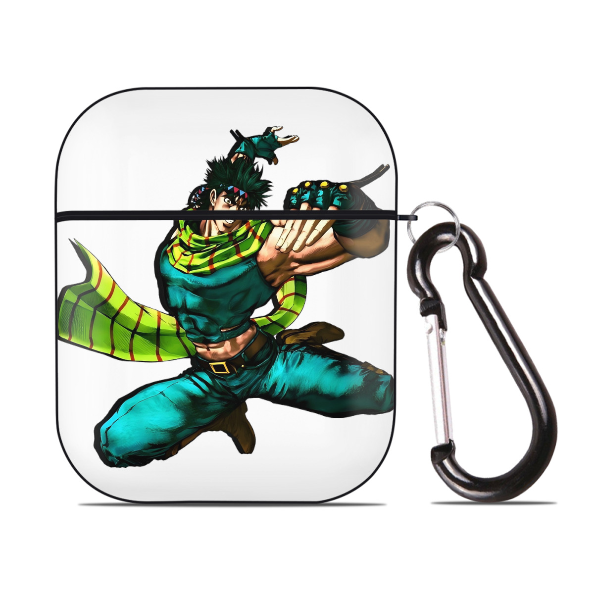 （画像用） ジョジョの奇妙な冒険 ジョセフ?ジョースター JoJo's Bizarre Adventure Joseph Joestar AirPods 第2世代保護ケース ハードシェル ブラック 耐衝撃・防指紋・カラビナ付き
