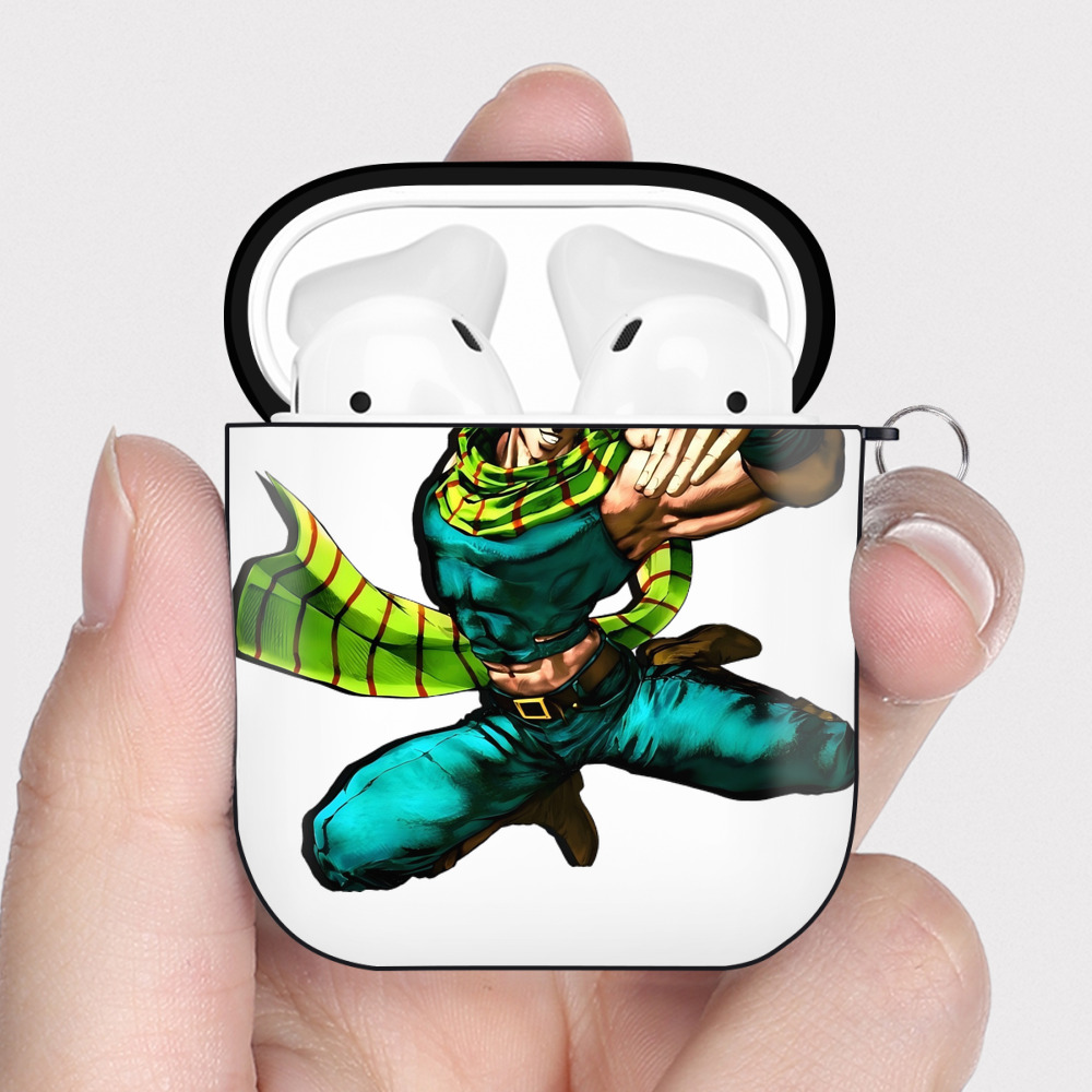 （画像用） ジョジョの奇妙な冒険 ジョセフ?ジョースター JoJo's Bizarre Adventure Joseph Joestar AirPods 第2世代保護ケース ハードシェル ブラック 耐衝撃・防指紋・カラビナ付き