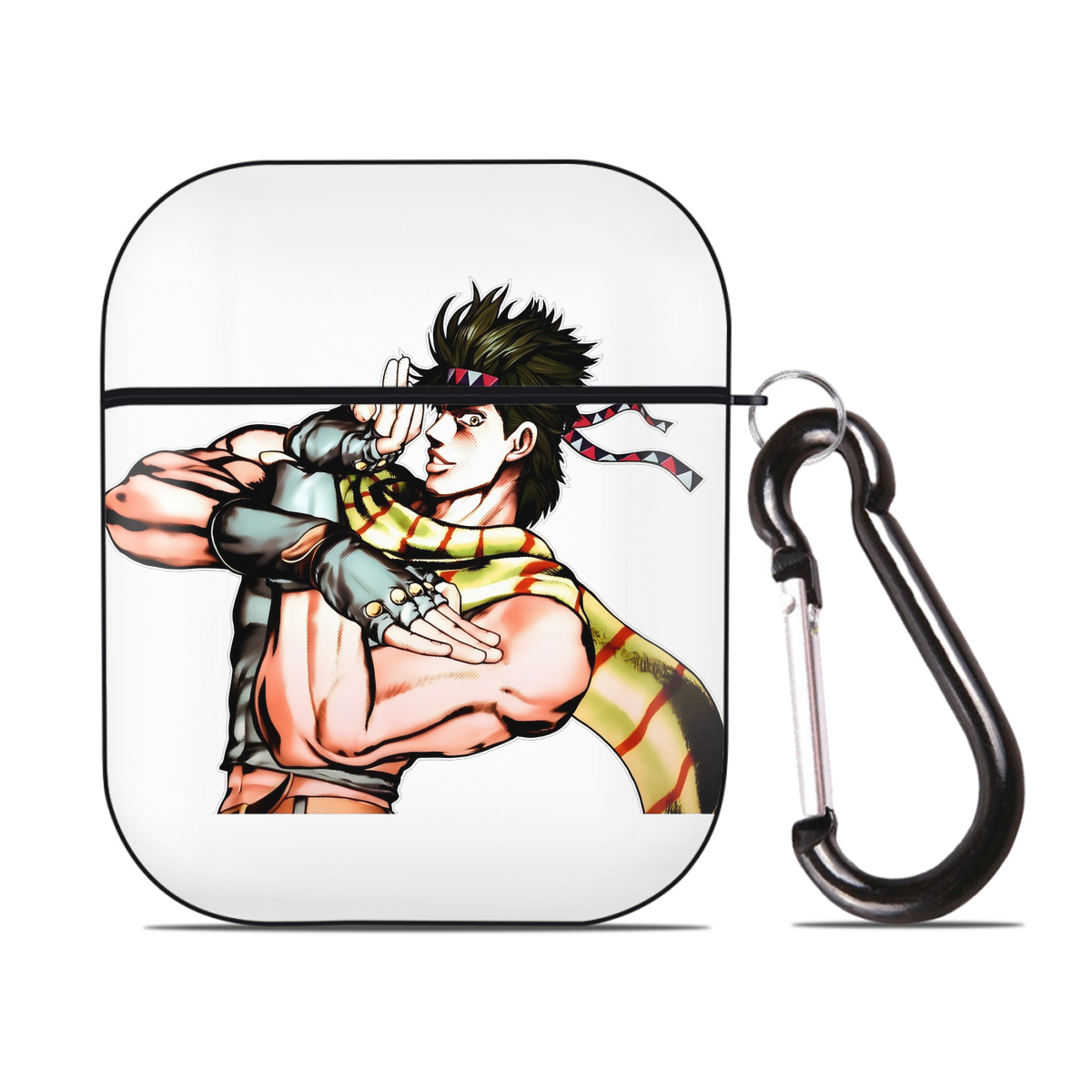 （画像用） ジョジョの奇妙な冒険 ジョセフ?ジョースター JoJo's Bizarre Adventure Joseph Joestar AirPods 第2世代保護ケース ハードシェル ブラック 耐衝撃・防指紋・カラビナ付き