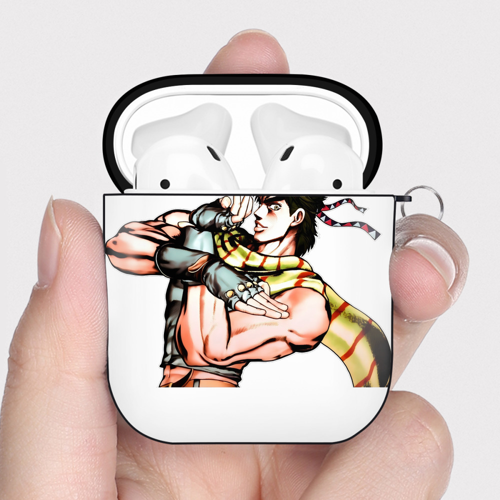 （画像用） ジョジョの奇妙な冒険 ジョセフ?ジョースター JoJo's Bizarre Adventure Joseph Joestar AirPods 第2世代保護ケース ハードシェル ブラック 耐衝撃・防指紋・カラビナ付き