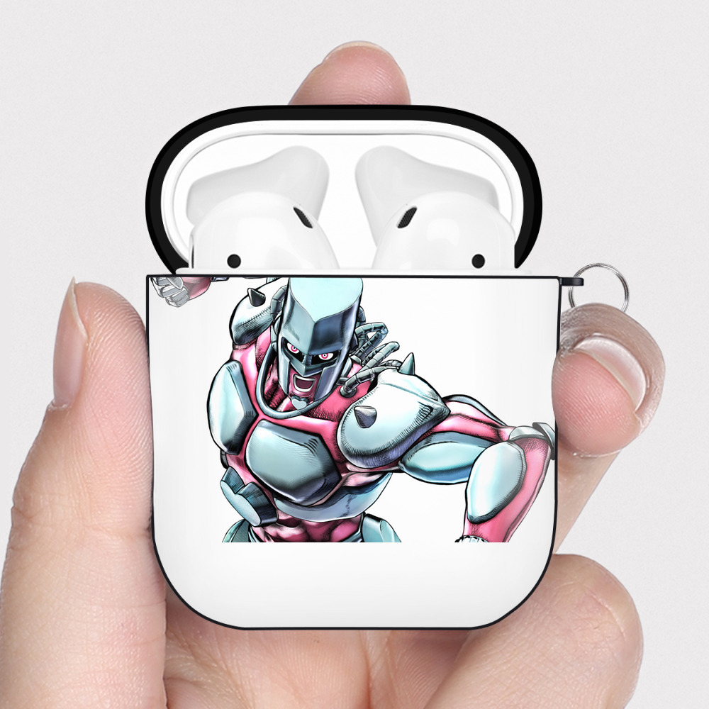 （画像用） ジョジョの奇妙な冒険 ひがしかた じょうすけ JoJo's Bizarre Adventure Higashikata Josuke AirPods 第2世代保護ケース ハードシェル ブラック 耐衝撃・防指紋・カラビナ付き