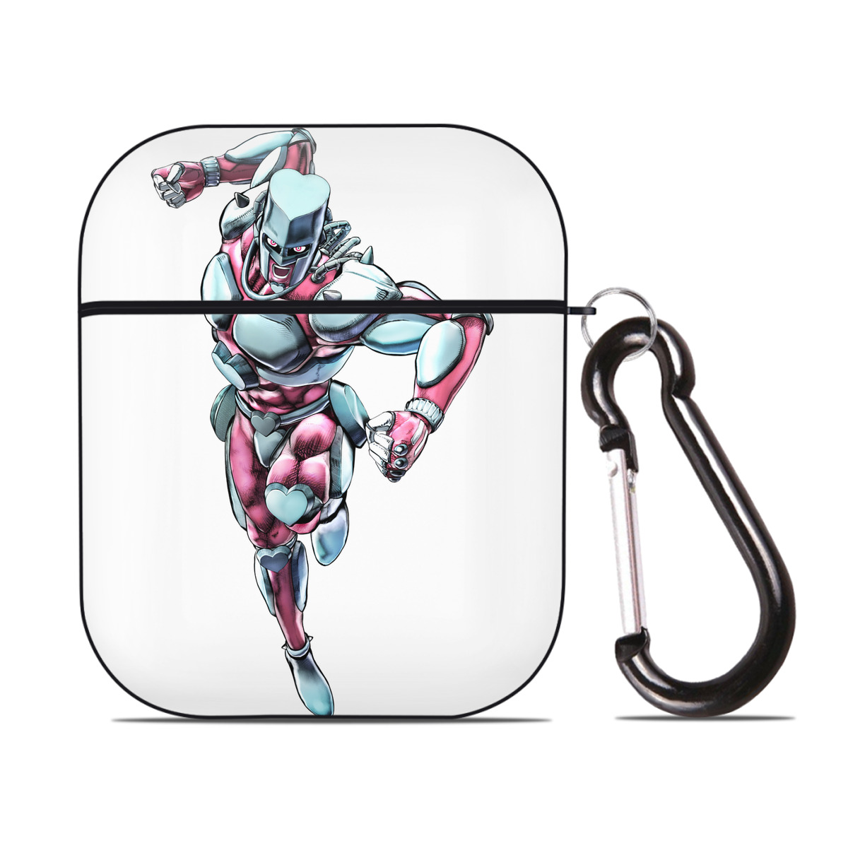 （画像用） ジョジョの奇妙な冒険 ひがしかた じょうすけ JoJo's Bizarre Adventure Higashikata Josuke AirPods 第2世代保護ケース ハードシェル ブラック 耐衝撃・防指紋・カラビナ付き
