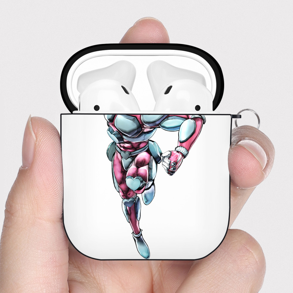 （画像用） ジョジョの奇妙な冒険 ひがしかた じょうすけ JoJo's Bizarre Adventure Higashikata Josuke AirPods 第2世代保護ケース ハードシェル ブラック 耐衝撃・防指紋・カラビナ付き