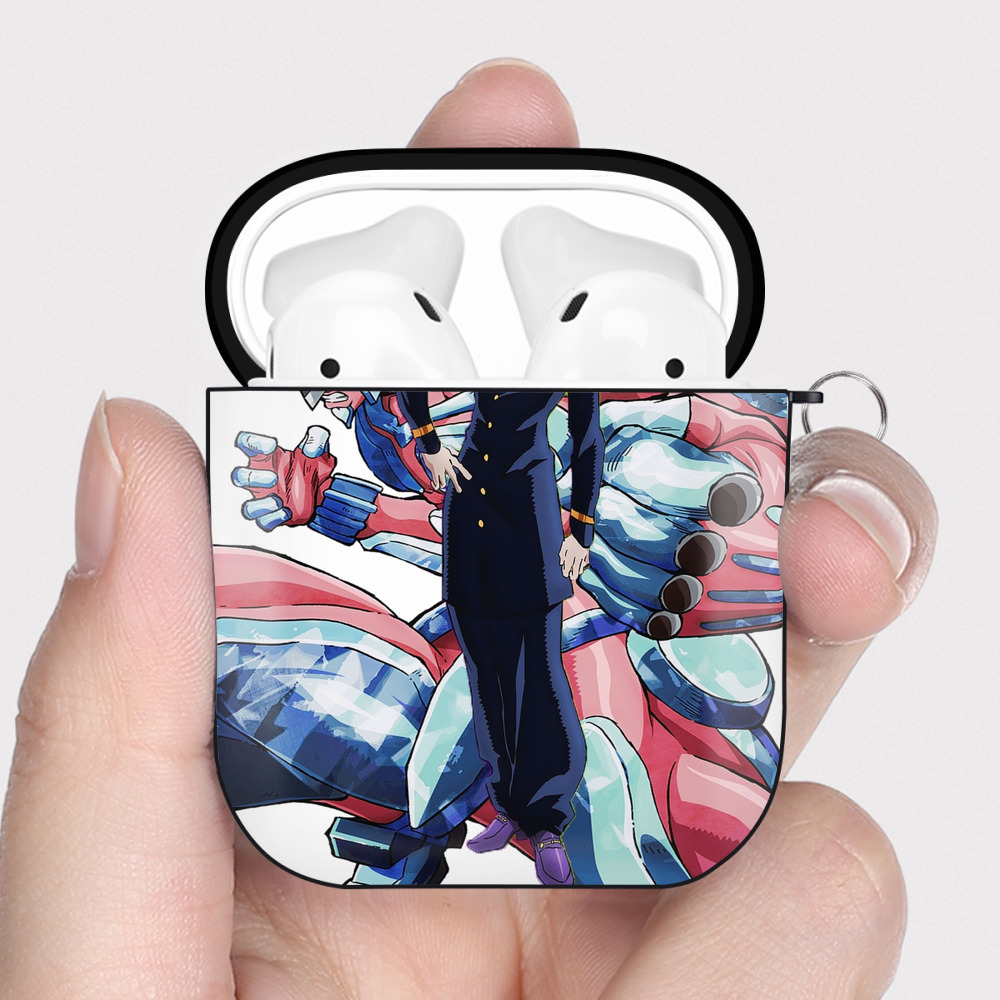 （画像用） ジョジョの奇妙な冒険 ひがしかた じょうすけ JoJo's Bizarre Adventure Higashikata Josuke AirPods 第2世代保護ケース ハードシェル ブラック 耐衝撃・防指紋・カラビナ付き