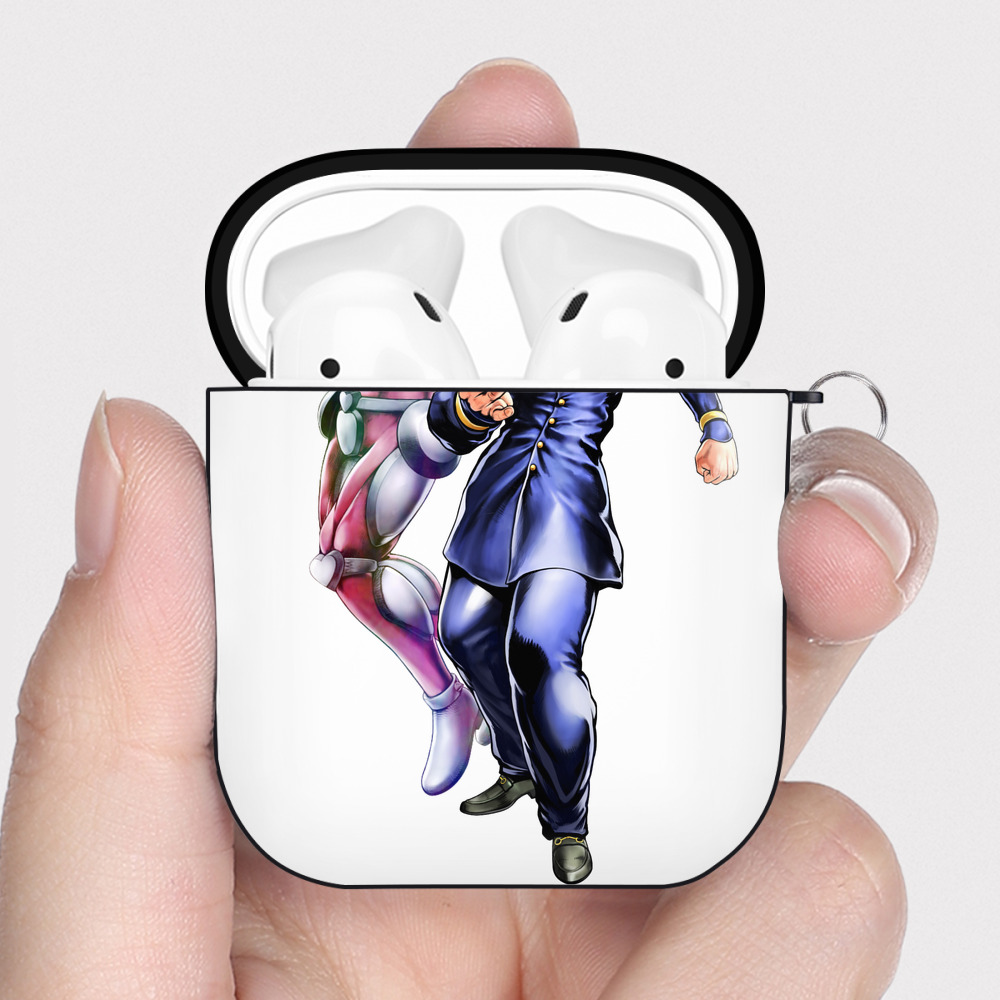 （画像用） ジョジョの奇妙な冒険 ひがしかた じょうすけ JoJo's Bizarre Adventure Higashikata Josuke AirPods 第2世代保護ケース ハードシェル ブラック 耐衝撃・防指紋・カラビナ付き
