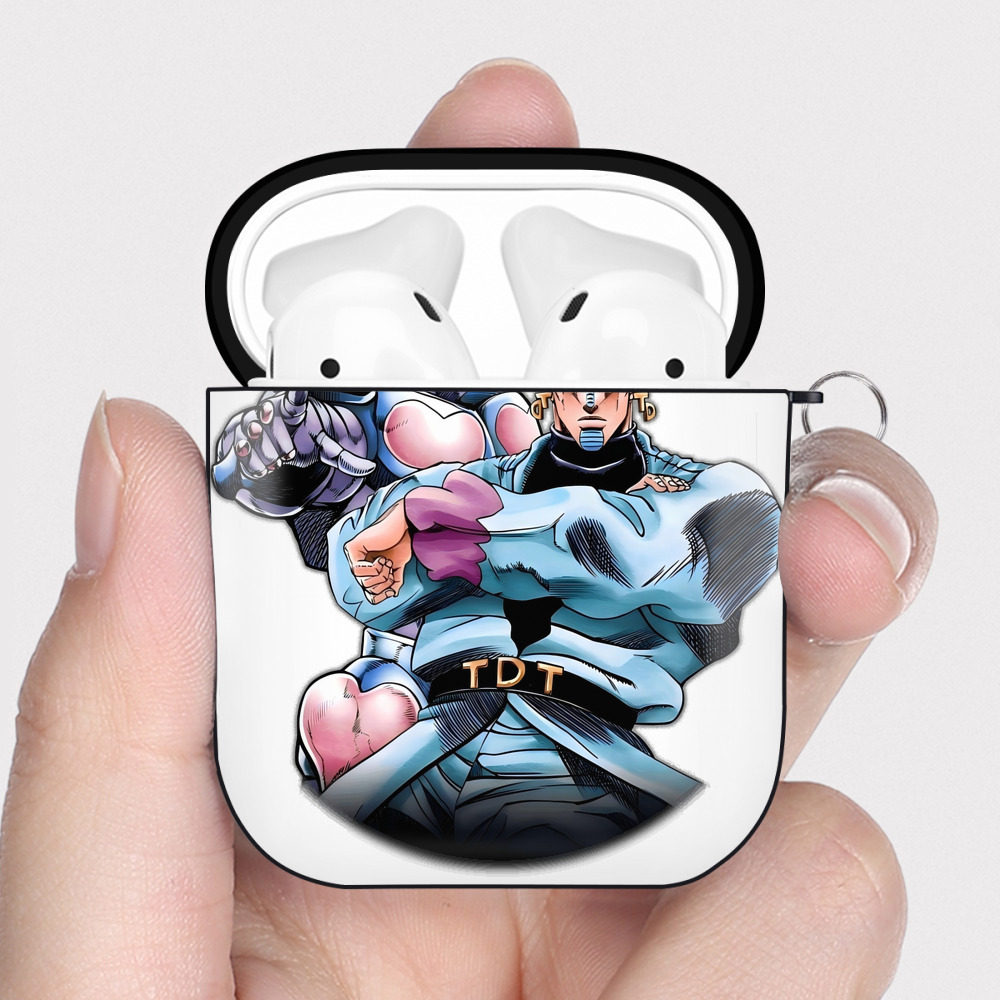 （画像用） ジョジョの奇妙な冒険 ひがしかた じょうすけ JoJo's Bizarre Adventure Higashikata Josuke AirPods 第2世代保護ケース ハードシェル ブラック 耐衝撃・防指紋・カラビナ付き