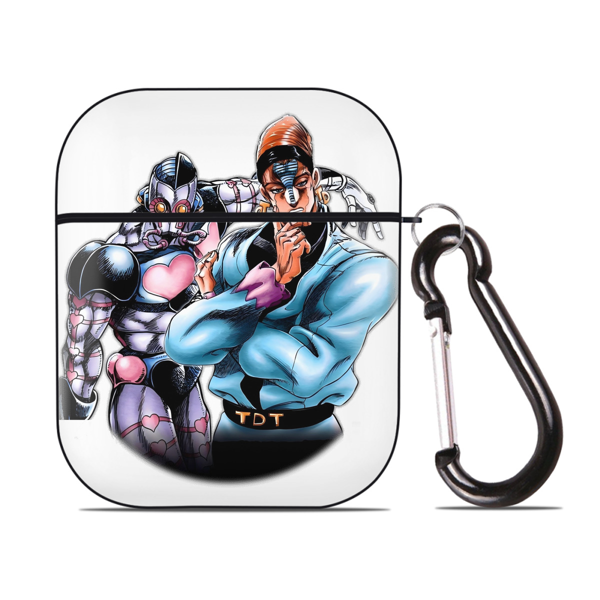 （画像用） ジョジョの奇妙な冒険 ひがしかた じょうすけ JoJo's Bizarre Adventure Higashikata Josuke AirPods 第2世代保護ケース ハードシェル ブラック 耐衝撃・防指紋・カラビナ付き