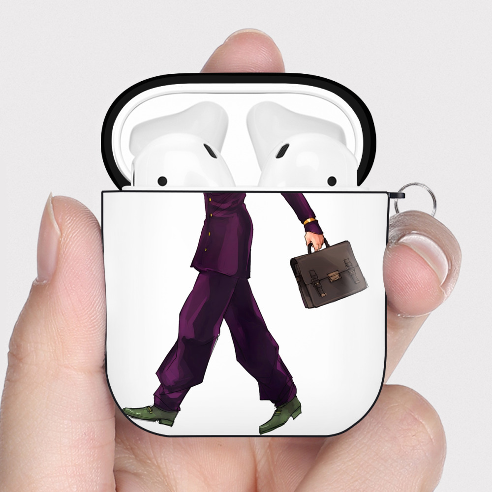 （画像用） ジョジョの奇妙な冒険 ひがしかた じょうすけ JoJo's Bizarre Adventure Higashikata Josuke AirPods 第2世代保護ケース ハードシェル ブラック 耐衝撃・防指紋・カラビナ付き