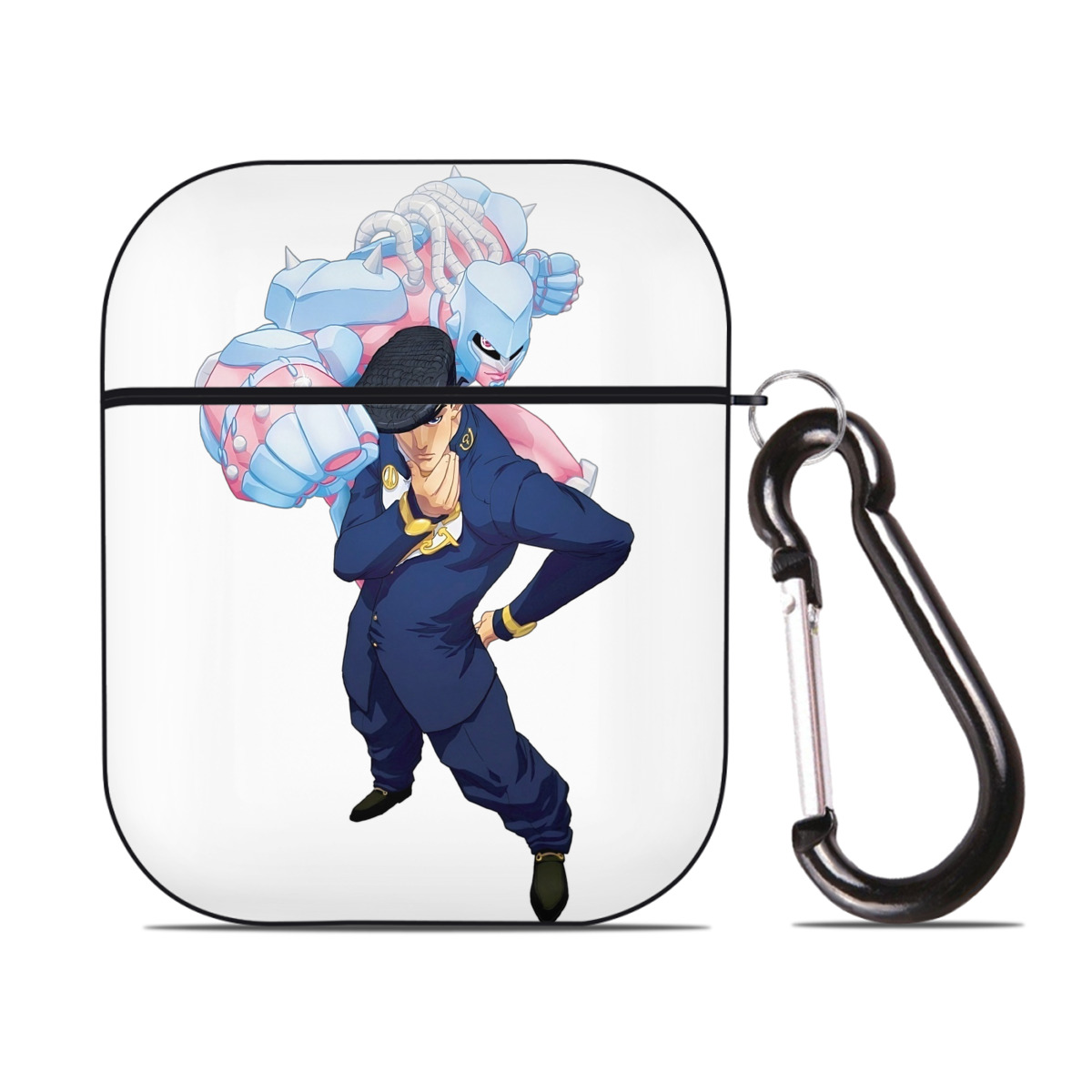（画像用） ジョジョの奇妙な冒険 ひがしかた じょうすけ JoJo's Bizarre Adventure Higashikata Josuke AirPods 第2世代保護ケース ハードシェル ブラック 耐衝撃・防指紋・カラビナ付き