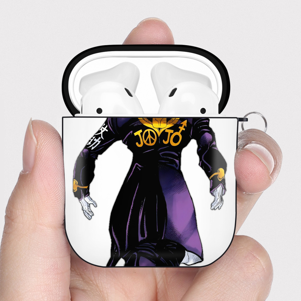 （画像用） ジョジョの奇妙な冒険 ひがしかた じょうすけ JoJo's Bizarre Adventure Higashikata Josuke AirPods 第2世代保護ケース ハードシェル ブラック 耐衝撃・防指紋・カラビナ付き