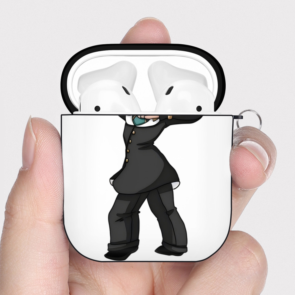 （画像用） ジョジョの奇妙な冒険 ひがしかた じょうすけ JoJo's Bizarre Adventure Higashikata Josuke AirPods 第2世代保護ケース ハードシェル ブラック 耐衝撃・防指紋・カラビナ付き